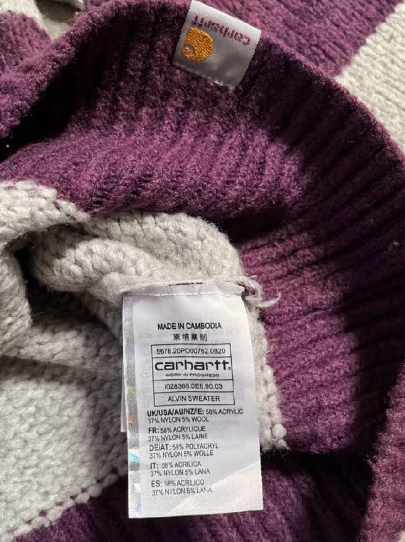 Carhartt Wip Carhartt WIP Alvin Stripe Boysenberry/Grey Knit Sweater Size US L / EU 52-54 / 3 - 4 Thumbnail