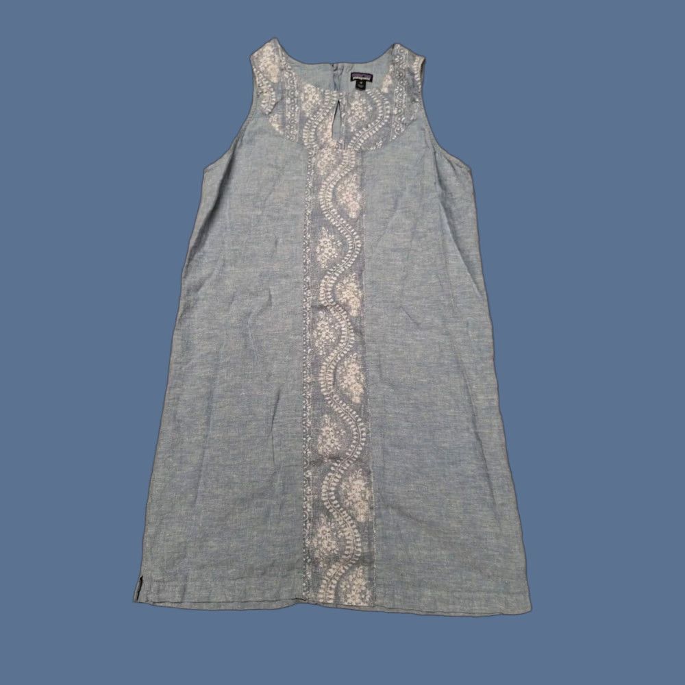 Patagonia Patagonia Dress Women 10 Sleeveless Floral Blue Knee Length Zip 10 Womens Variety Flowers Size L / US 10 / IT 46 - 1 Thumbnail