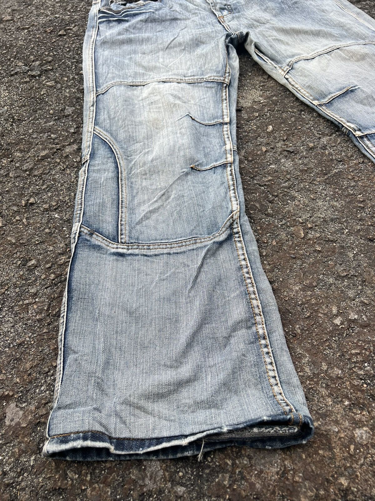 Japanese Brand Fishbone BAGGY JEANS Distressed Denim Size US 39 - 3 Thumbnail