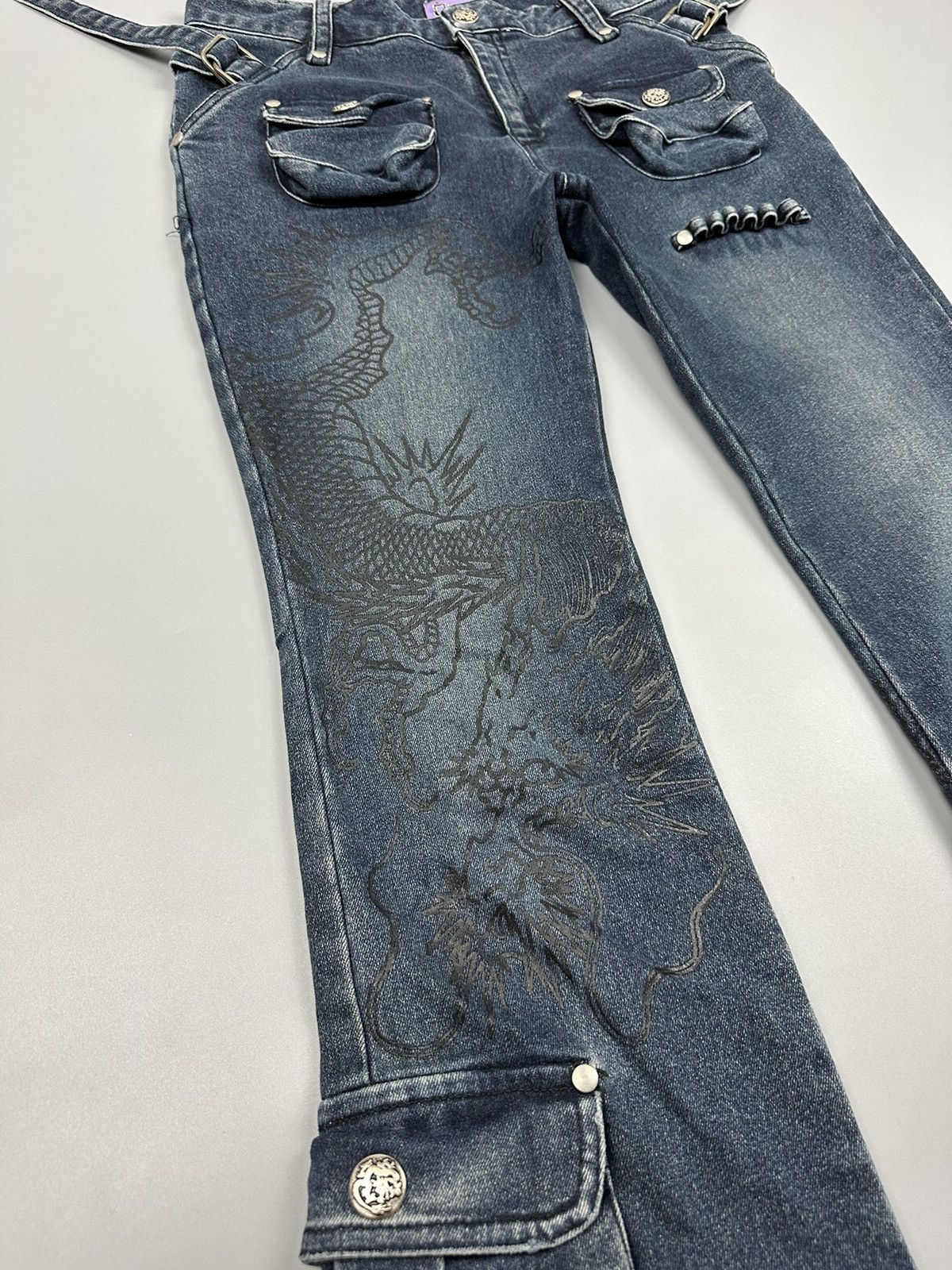 Japanese Brand × Seditionaries 🔥Rare🔥Cutie Flash Dragon Bondage Multipocket Flared Jeans Size US 29 - 11 Thumbnail