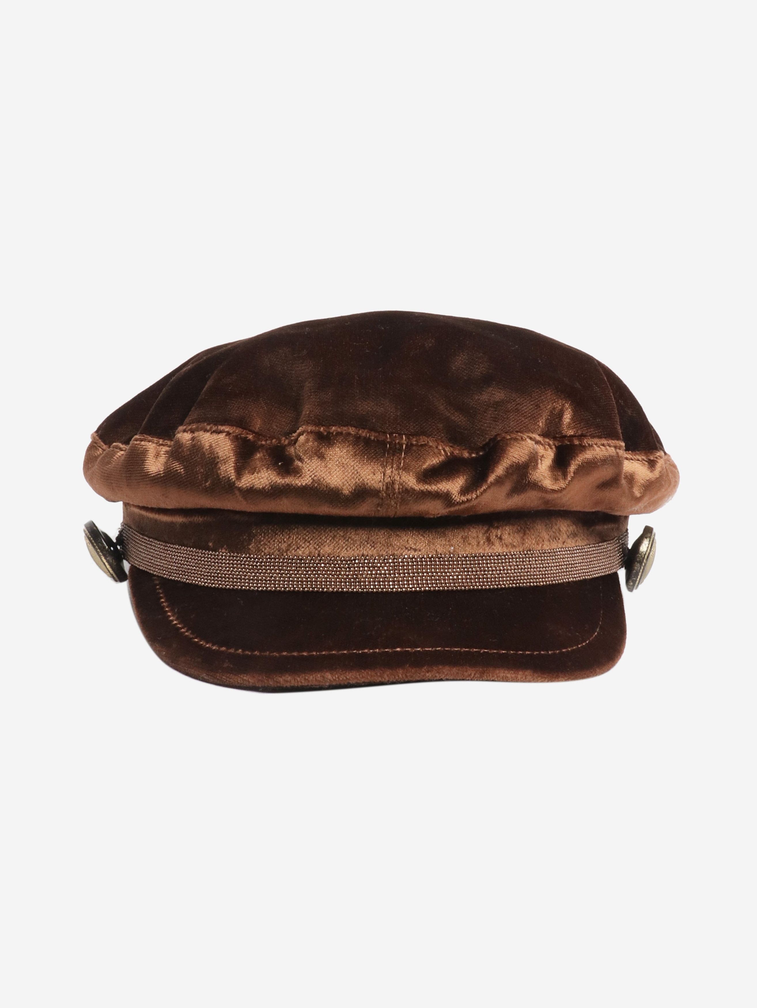 Brunello Cucinelli Brown velvet baker boy cap Size ONE SIZE - 1 Thumbnail