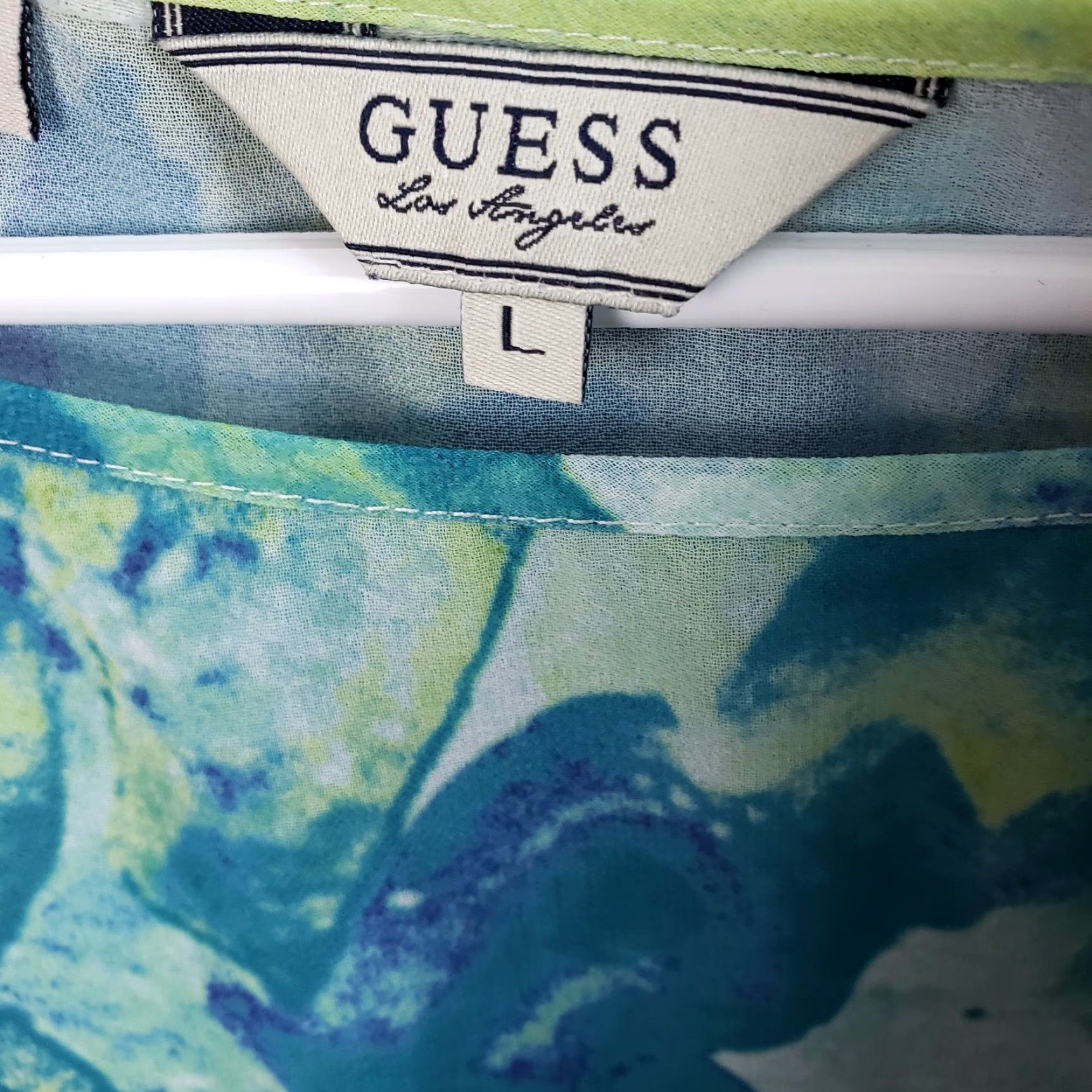 Guess Guess Womens Blouse Shirt Green Yellow Boxy L Size Large Boat Neck Womens Size L / US 10 / IT 46 - 4 Thumbnail
