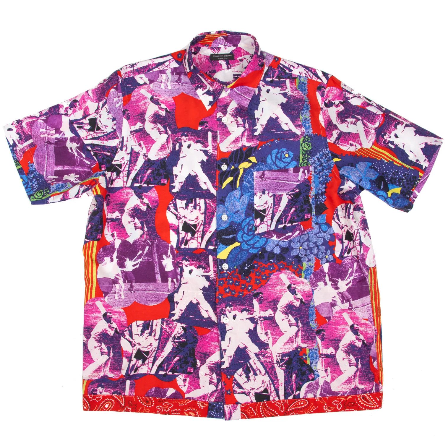 Comme des Garcons Homme Plus Silk Graphic Print Short Sleeve Shirt Multi Color M Size US M / EU 48-50 / 2 - 1 Thumbnail