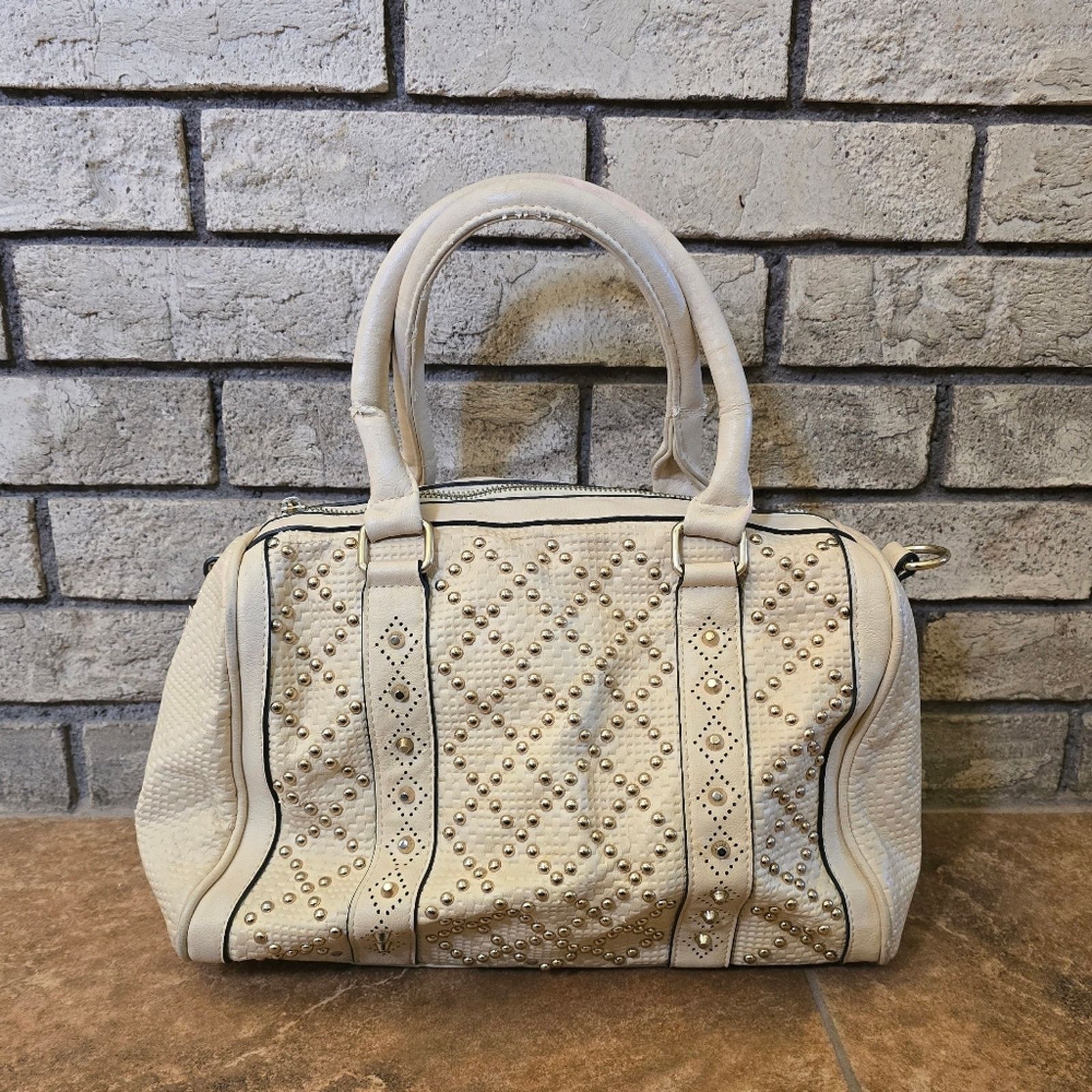 Other Beige Gold Studded MMS Handbag Size ONE SIZE - 1 Thumbnail