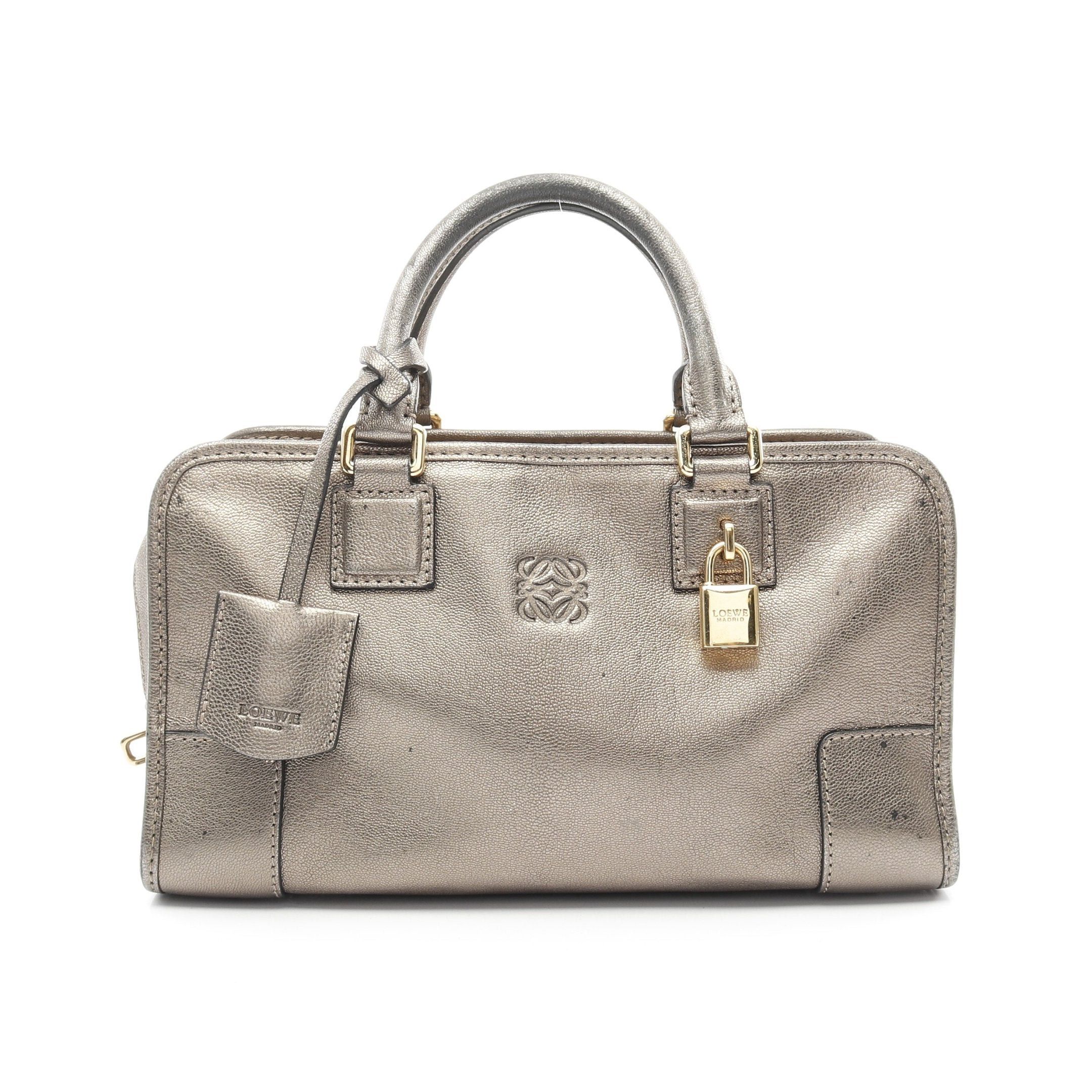 Loewe Loewe Amazona28 Handbag Leather Gray Green Metallic Size ONE SIZE - 1 Thumbnail