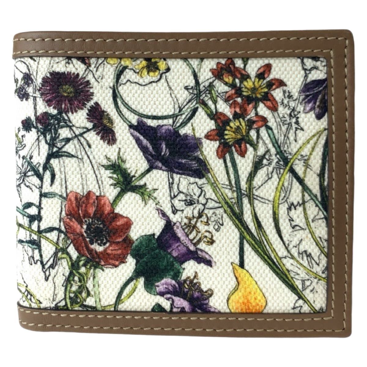Gucci Gucci Gucci Flora Mini Infinity Canvas/Leather Compact Wallet Canvas Short Wallet 237359 in Great Condition Size ONE SIZE - 1 Thumbnail
