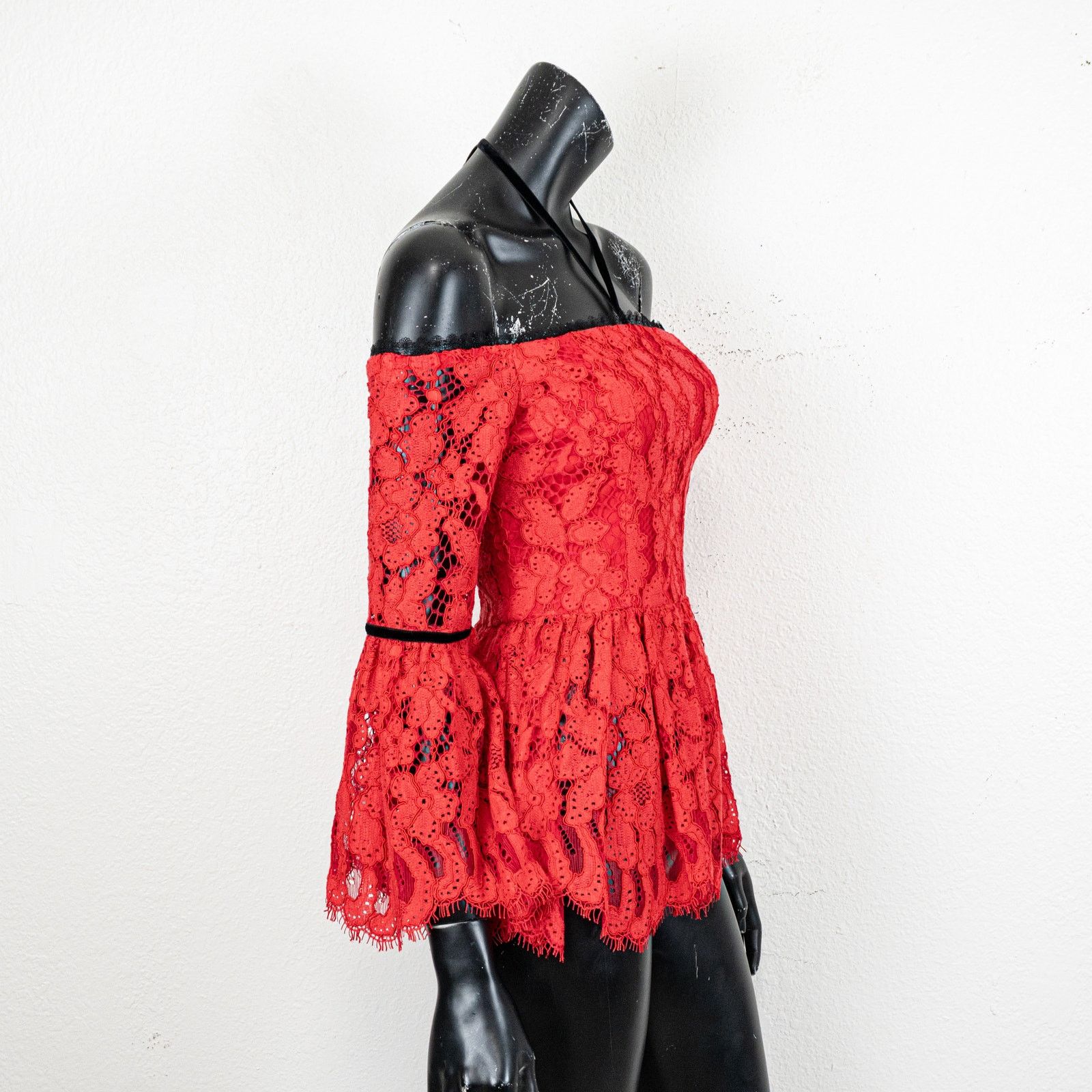 ALEXIS ALEXIS Red Lace Grace Top off-shoulder peplum Boho Small Size S / US 4 / IT 40 - 4 Thumbnail