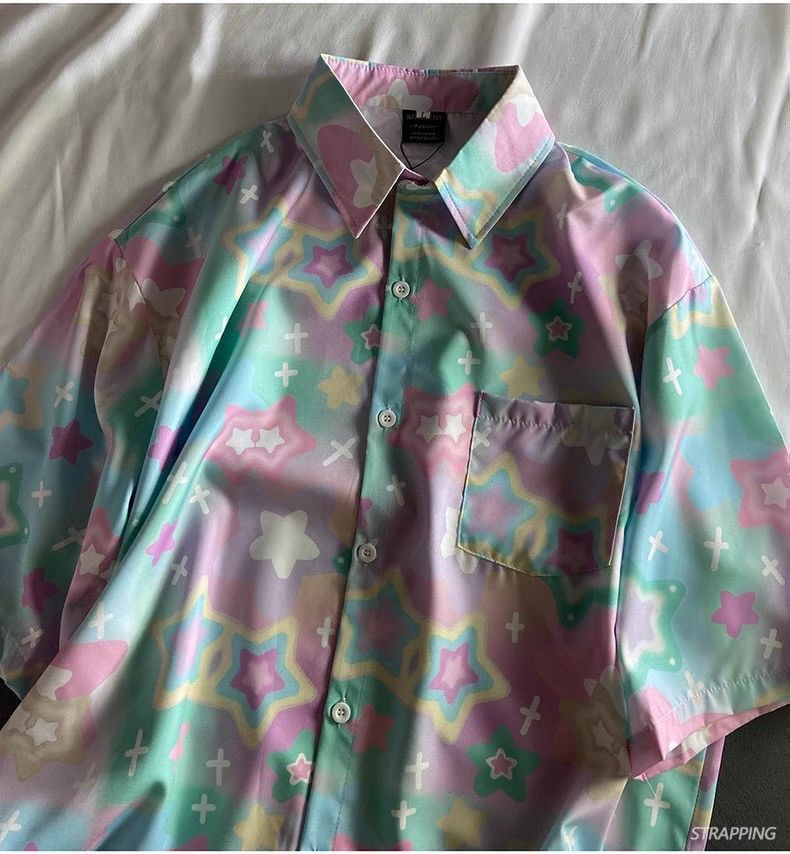 Other Galaxy Space Carton Button Up Short Sleeve Shirt Size US M / EU 48-50 / 2 - 4 Thumbnail