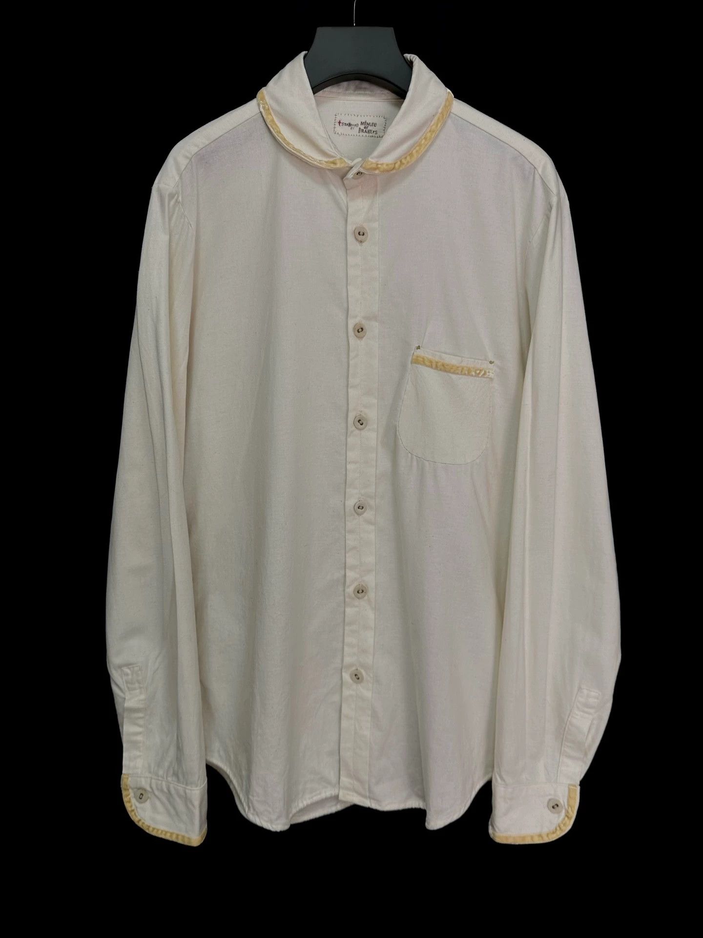 Other MANURE OF DRAWS 1920s Round Collar Velvet Linen Shirt Size US S / EU 44-46 / 1 - 1 Thumbnail