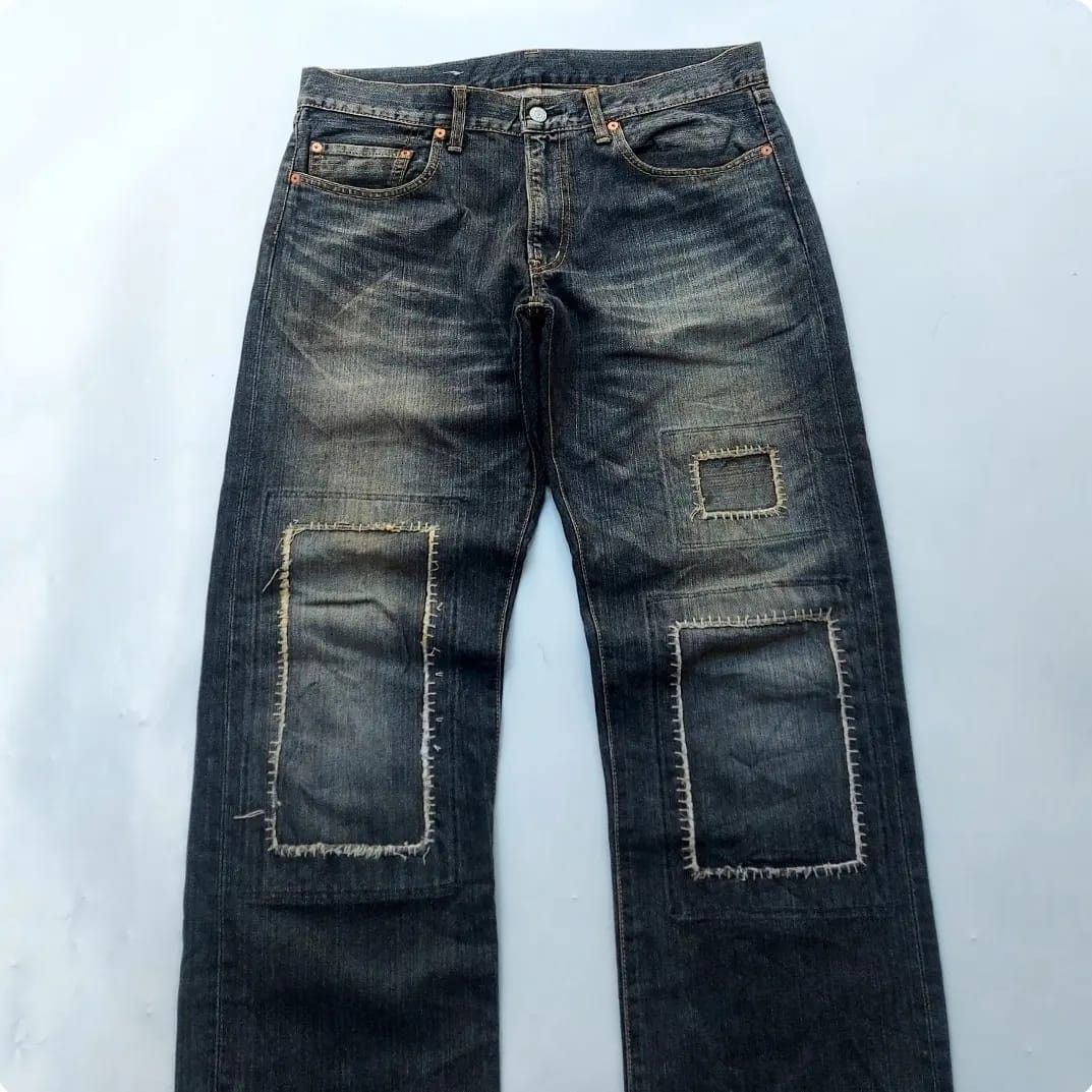 Japanese Brand × Vintage GOWEST PATCHWORK DENIM PANTS Size US 34 / EU 50 - 3 Thumbnail