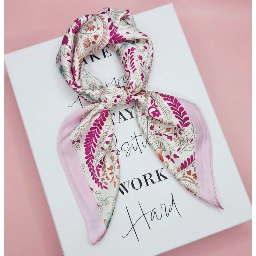 Other Bandana Elegant Square Classic Pink and Beige Wrap Stylish N Size ONE SIZE - 1 Thumbnail