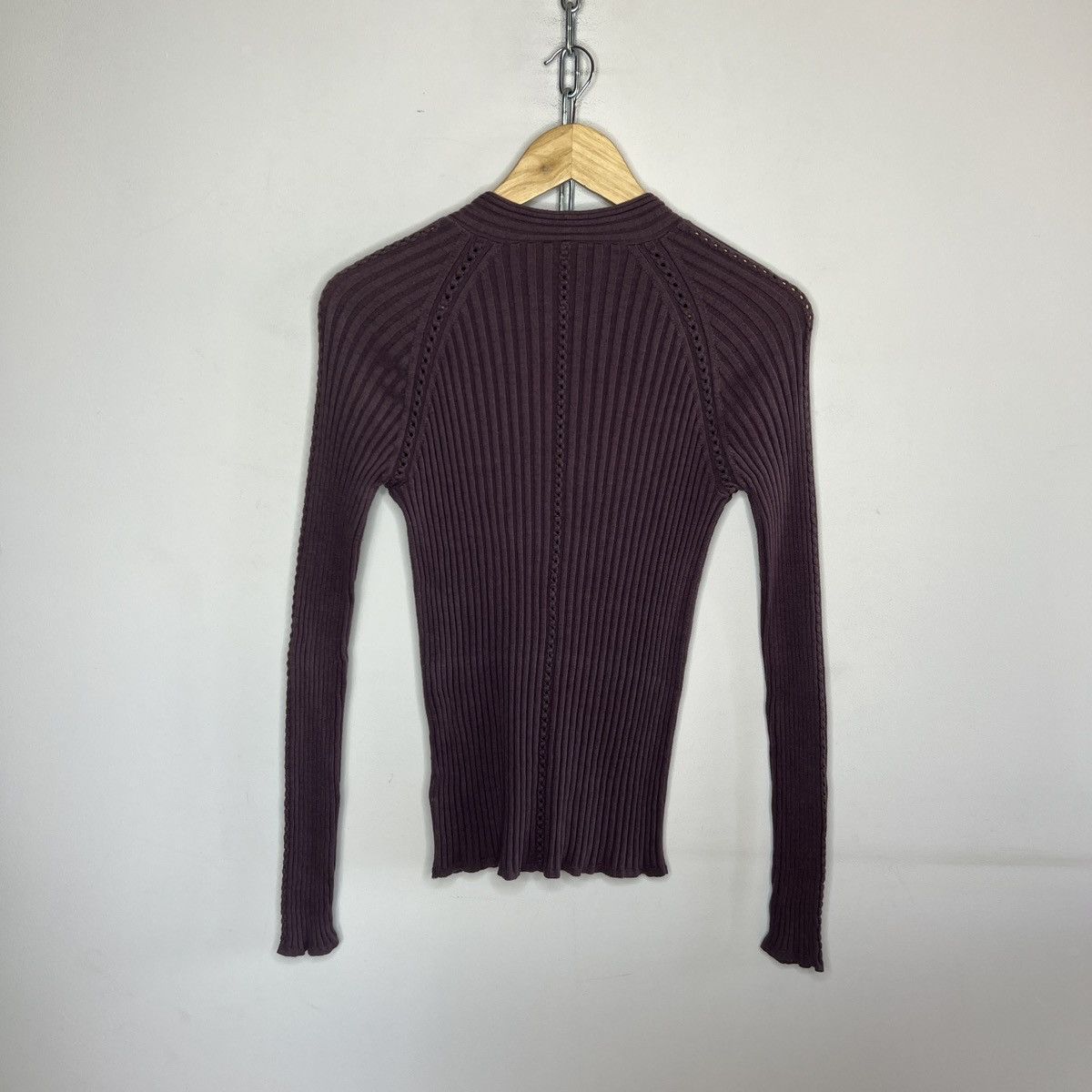 Hermes Hermes Cashmere Sweater Cardigan Ribbed Purple Size S / US 4 / IT 40 - 9 Thumbnail