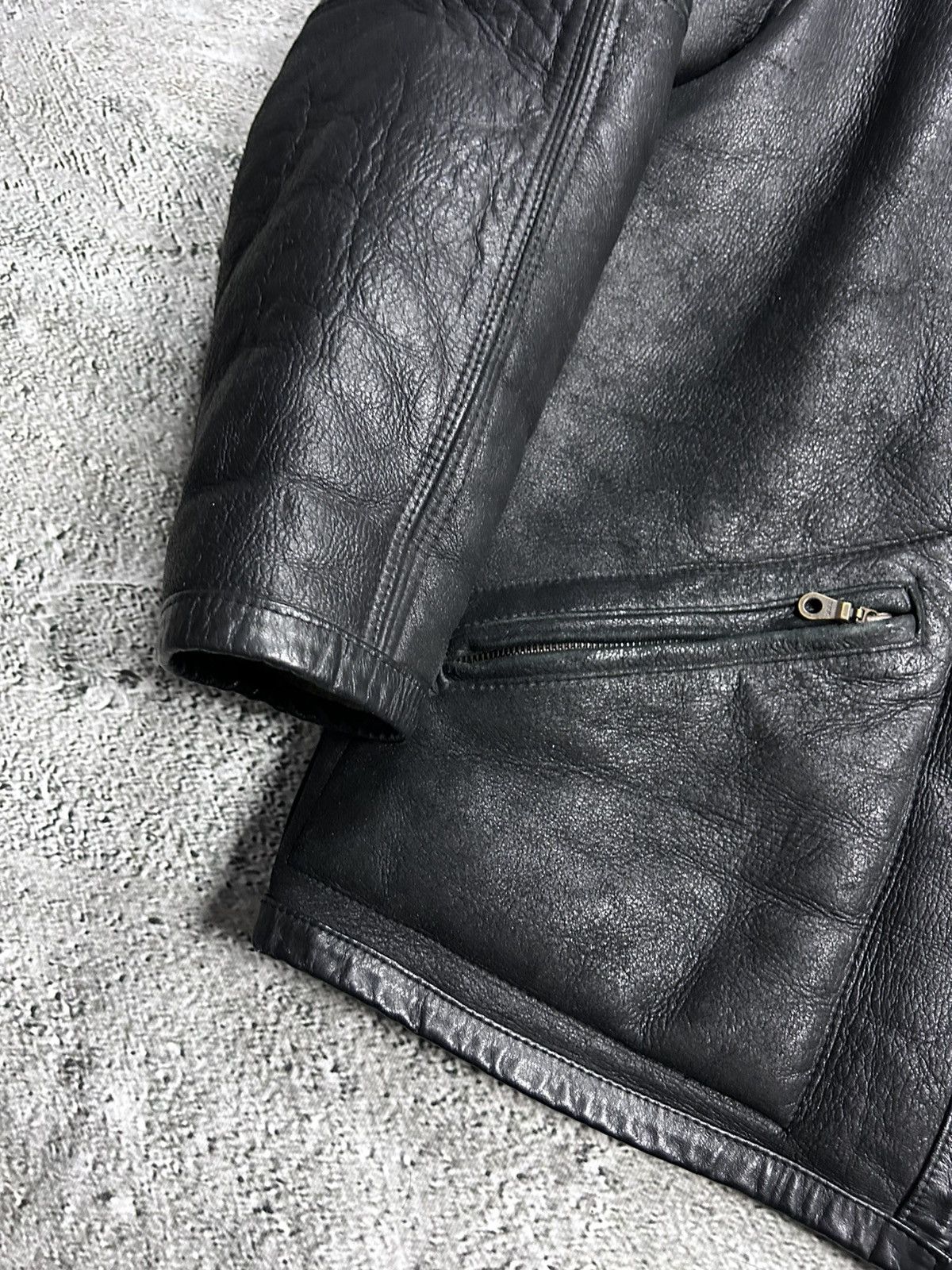 Marc Buchanan Pelle Pelle leather jacket sherpa fur black big logo 90s Size US XL / EU 56 / 4 - 5 Thumbnail
