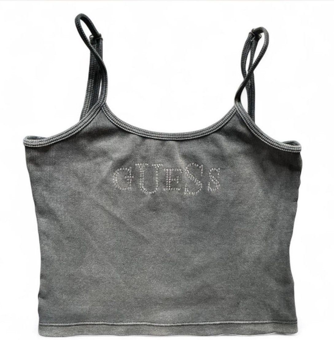 Guess GUESS grey tank top rhinestone logo Size XS / US 0-2 / IT 36-38 - 3 Thumbnail