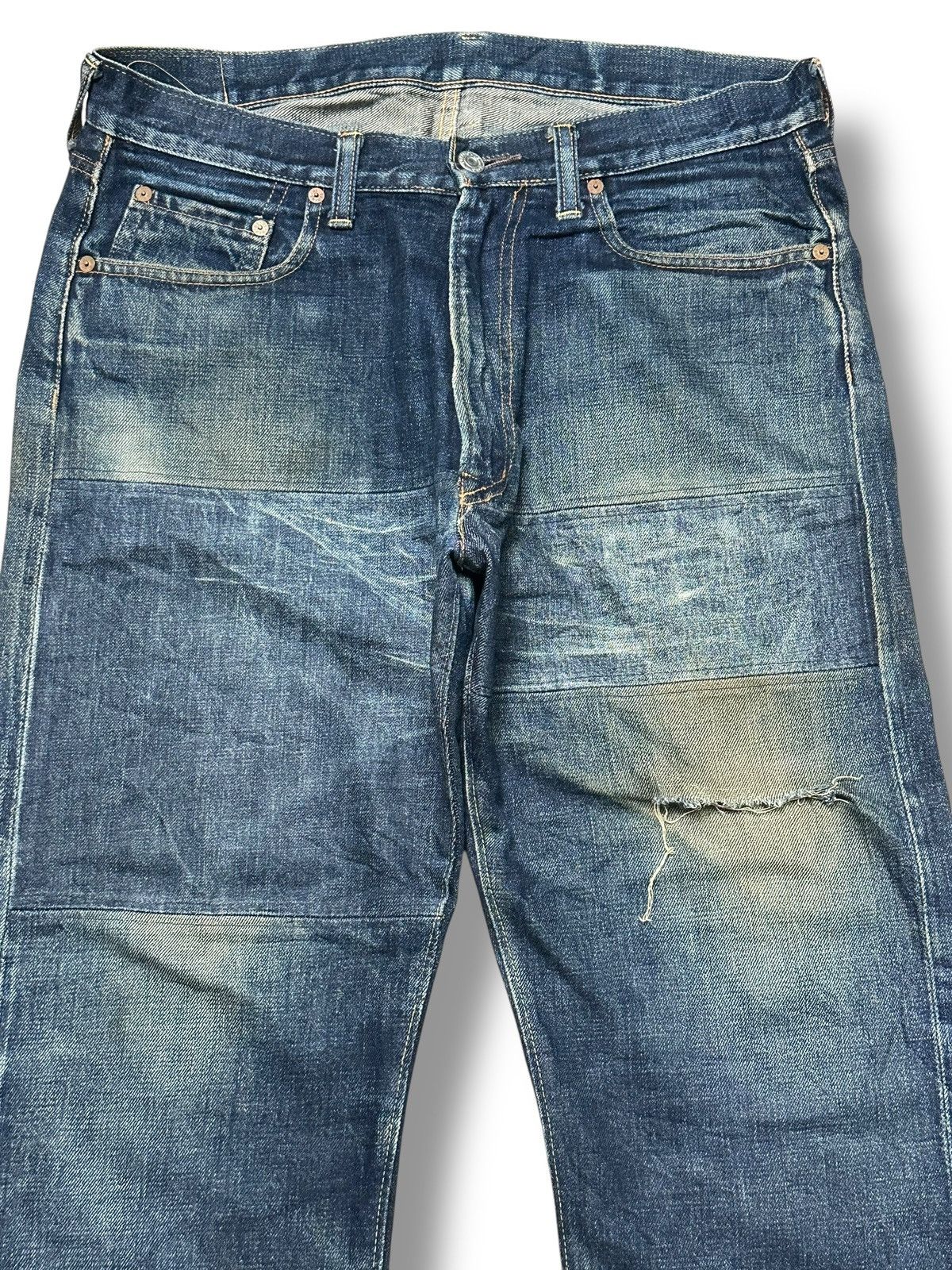 Denime Denime Vintage 80's Distressed Selvedge Baggy Faded Wash Size US 34 / EU 50 - 3 Thumbnail