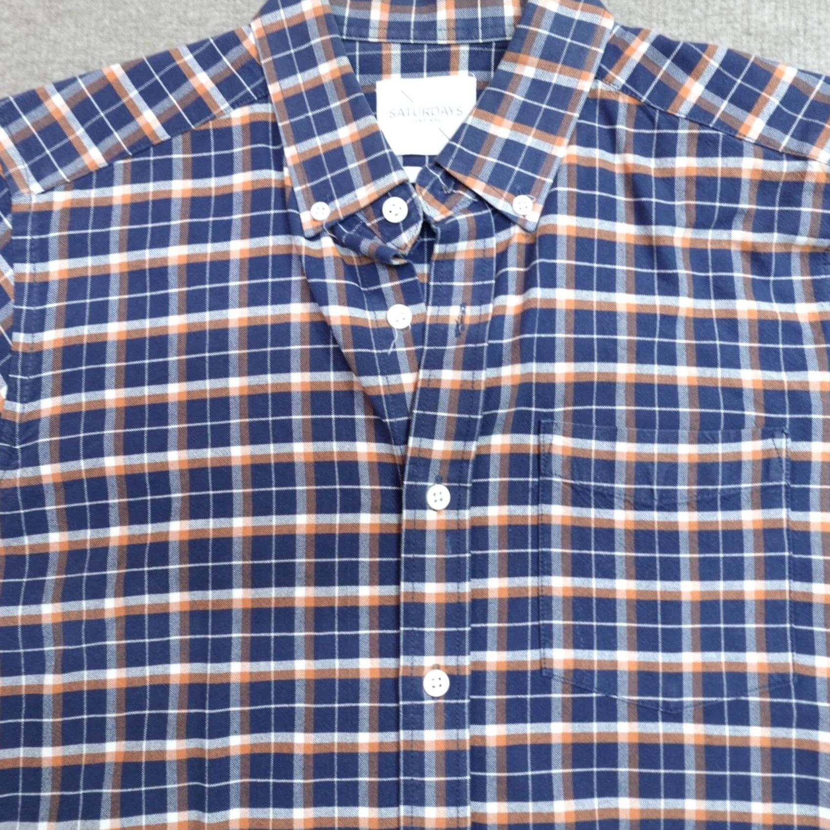 Saturdays NYC Saturdays NYC Shirt Medium Blue Plaid Long Sleeve OCBD Cotton Oxford Mens Size US M / EU 48-50 / 2 - 2 Thumbnail