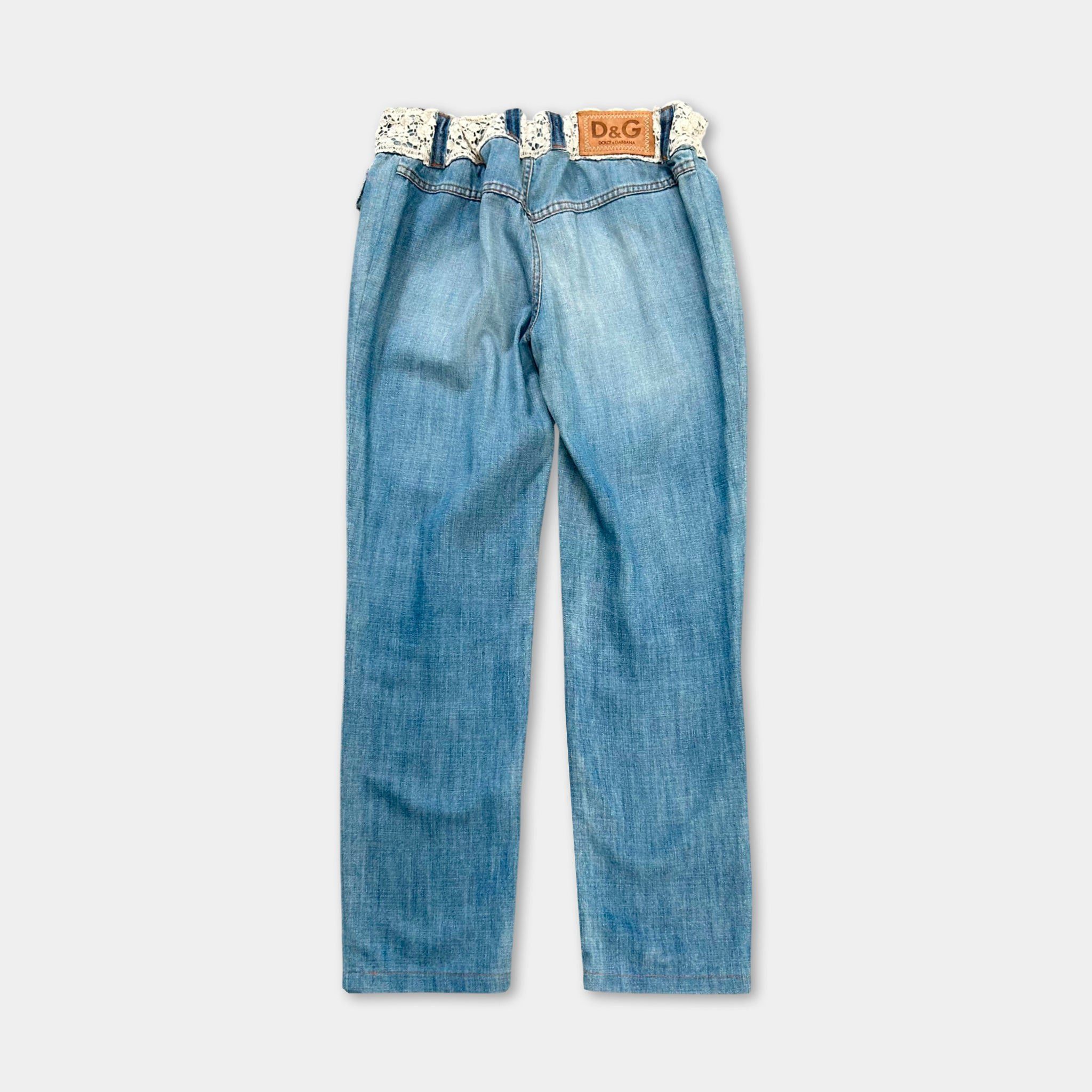 Dolce & Gabbana Dolce & Gabbana 2000's Crochet Detail Blue Jeans Size 25" / US 0 / IT 36 - 5 Thumbnail