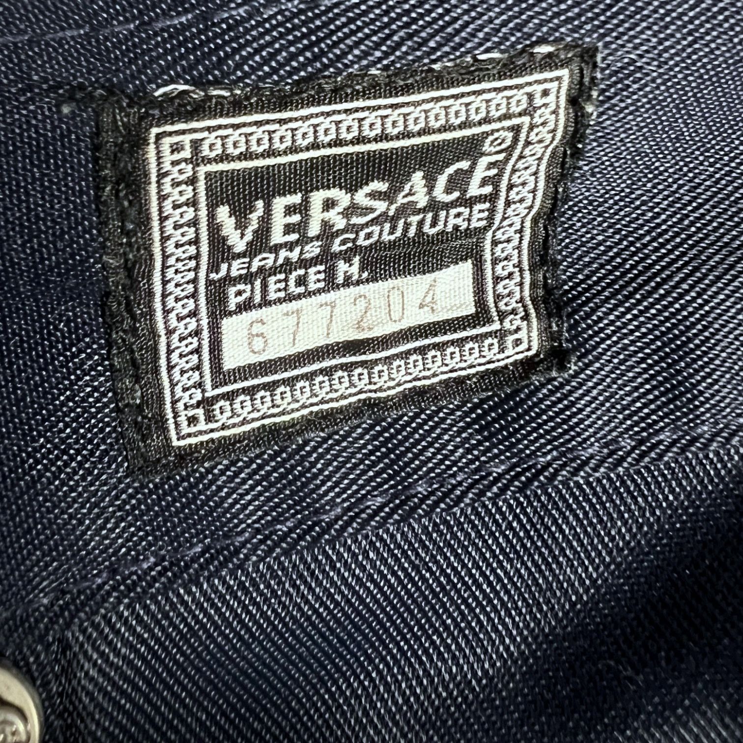 Versace Men's Vintage Y2K Versace Couture Navy Coated Jeans 29W 31L Size US 33 - 3 Thumbnail