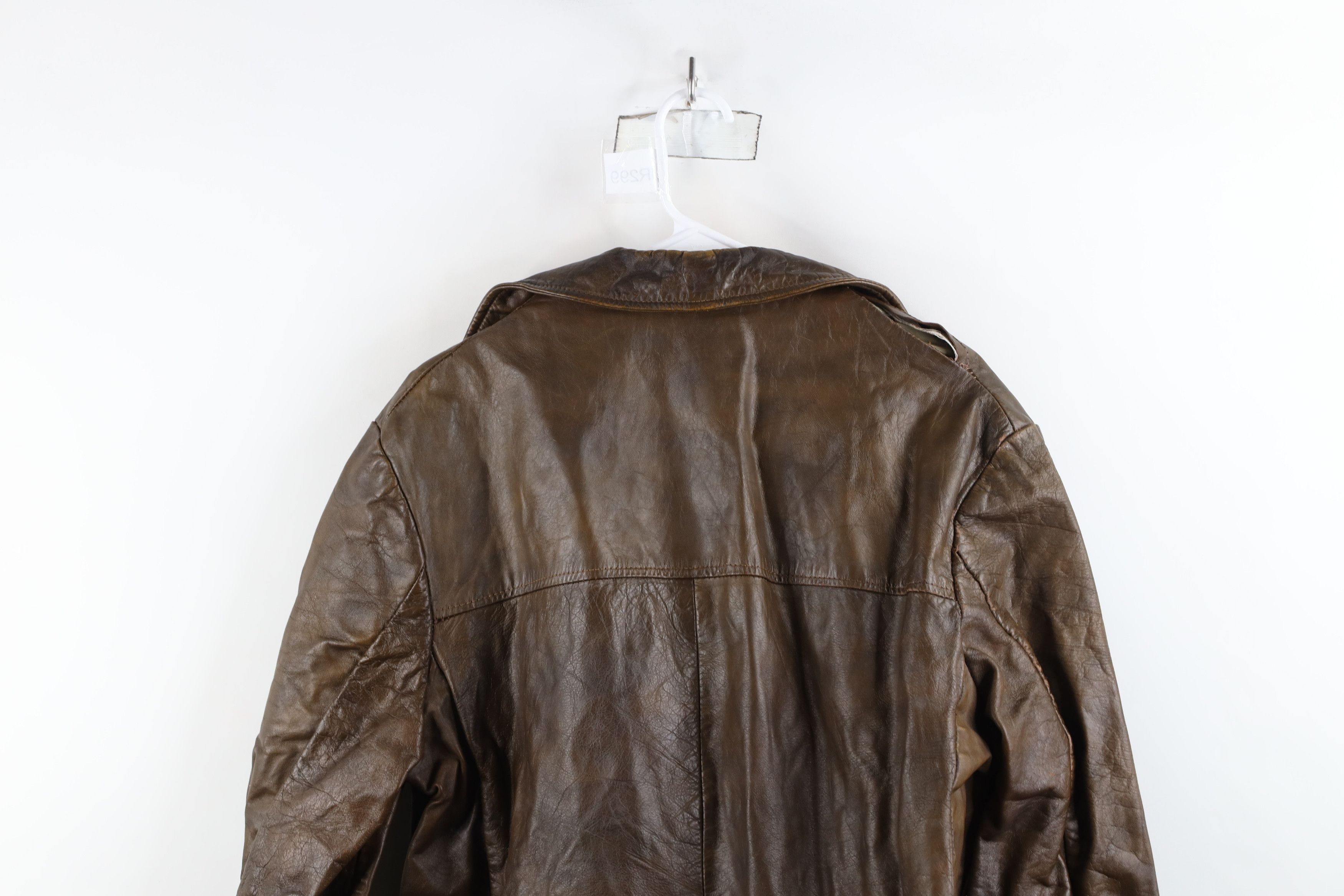 Vintage Vintage 70s Streetwear Leather Jacket Coat Brown USA Size US L / EU 52-54 / 3 - 15 Thumbnail