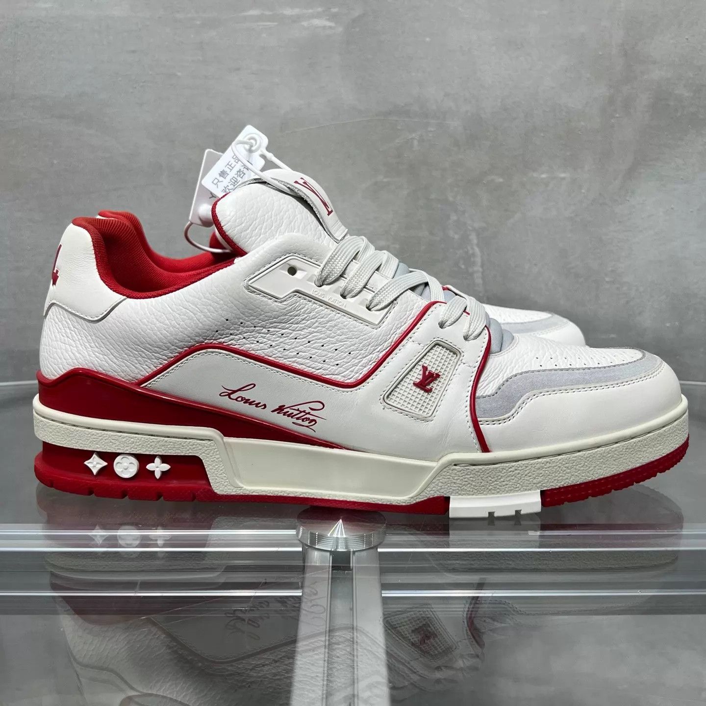 Louis Vuitton LV Trainer White Red Cement UK9 New Boxed YH27713 Size US 10 / EU 43 - 4 Thumbnail