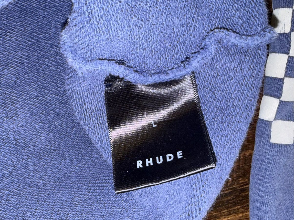 Rhude Rhude Cropped Checkerboard Hoodie Vintage Blue Size Large Size US L / EU 52-54 / 3 - 3 Thumbnail