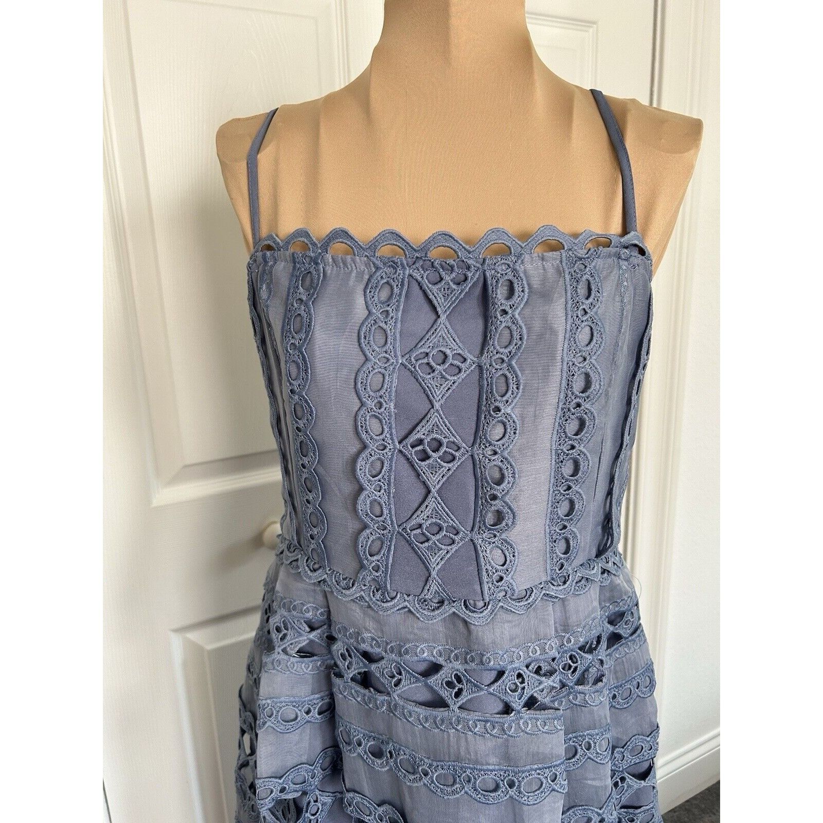 Other Endless Rose Combination Lace Spaghetti Strap Midi Dress Blu Size L / US 10 / IT 46 - 3 Thumbnail