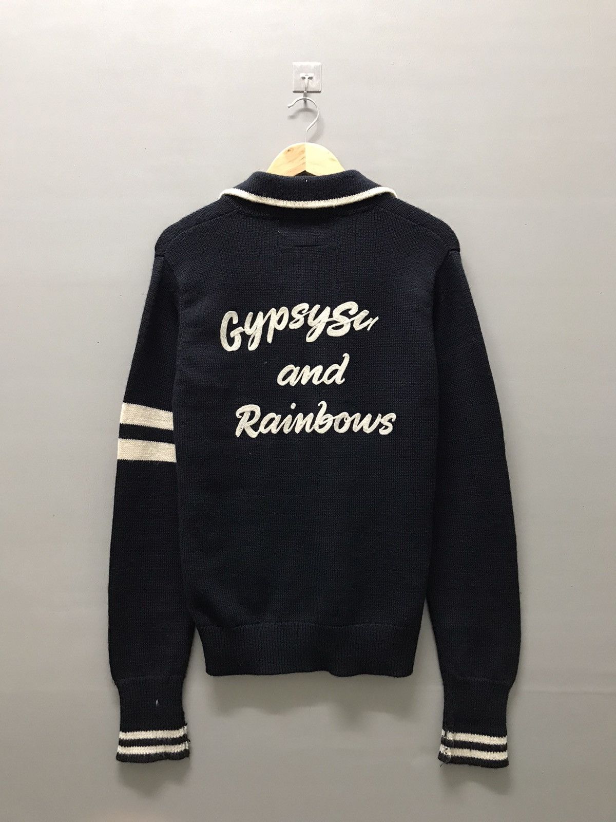 image of Hysteric Glamour x Vintage 2000S Hysteric Heavy Gypsy Sun & Rainbows Polo Knit Sweater in Black (Si