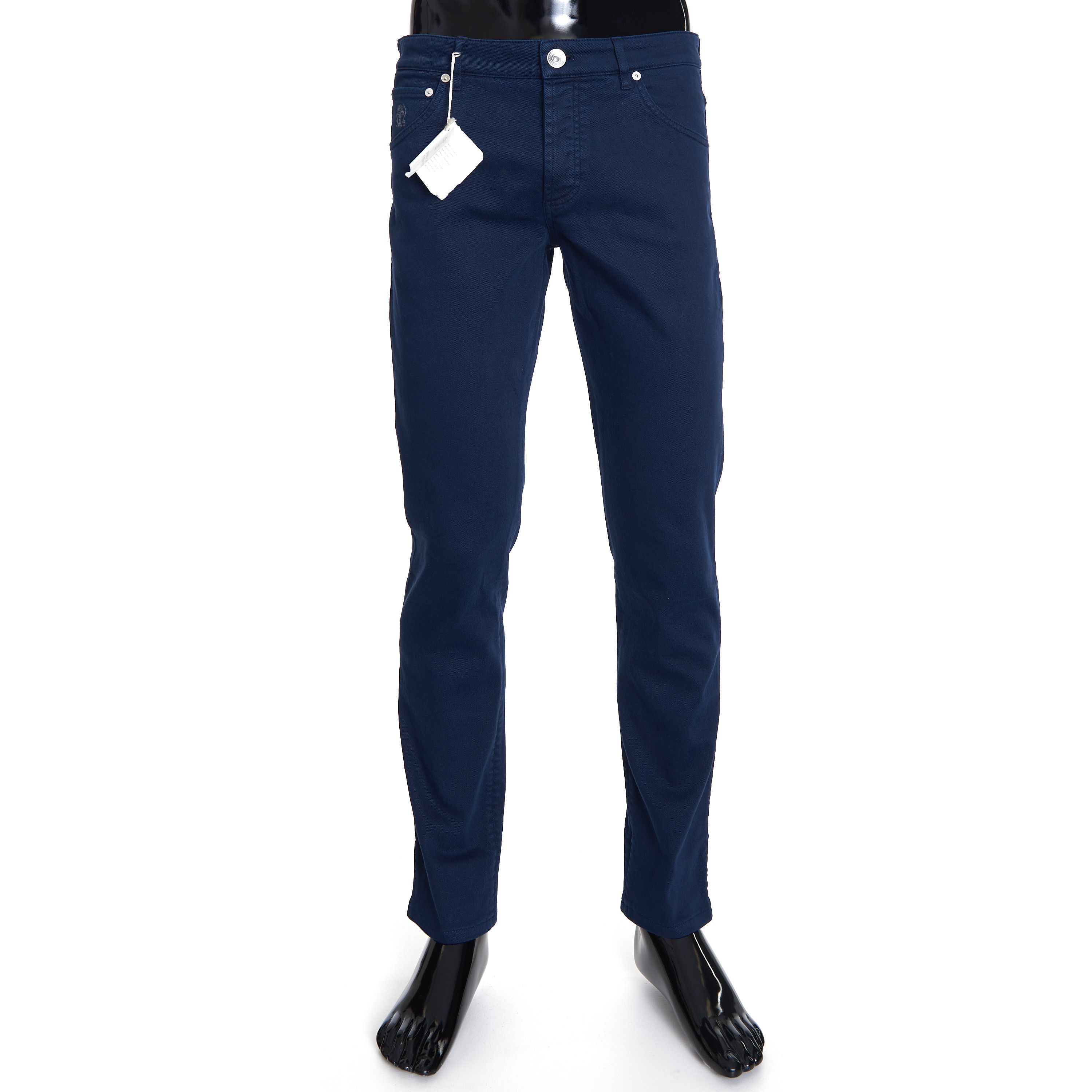 Brunello Cucinelli Navy Blue Stretch Denim Trousers - Slim Fit, Five-Pocket Size US 42 / EU 58 - 1 Thumbnail