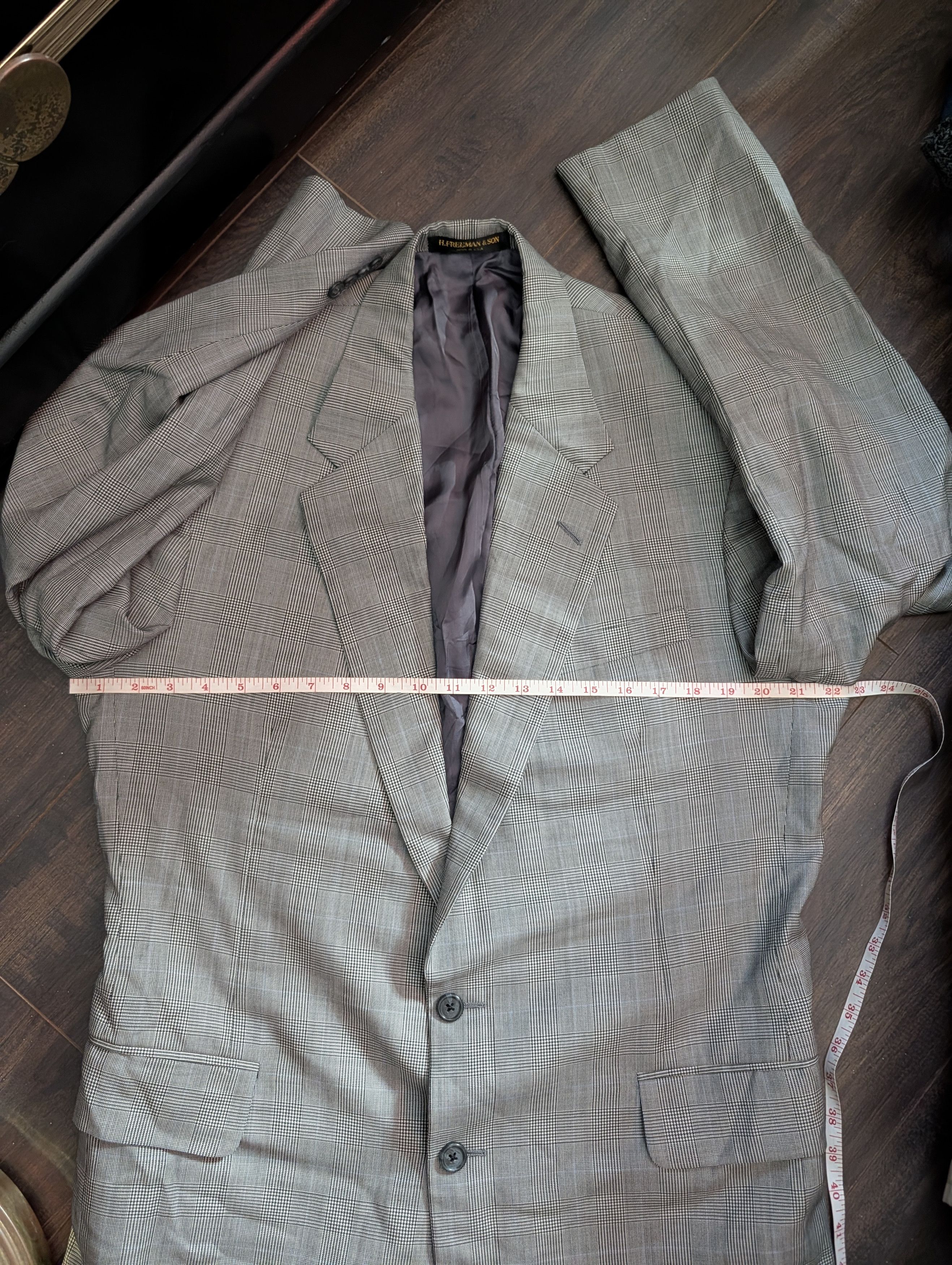 Freeman H FREEMAN & SON Bespoke Houndstooth Plaid Vtg Jacket Size 44L - 15 Thumbnail