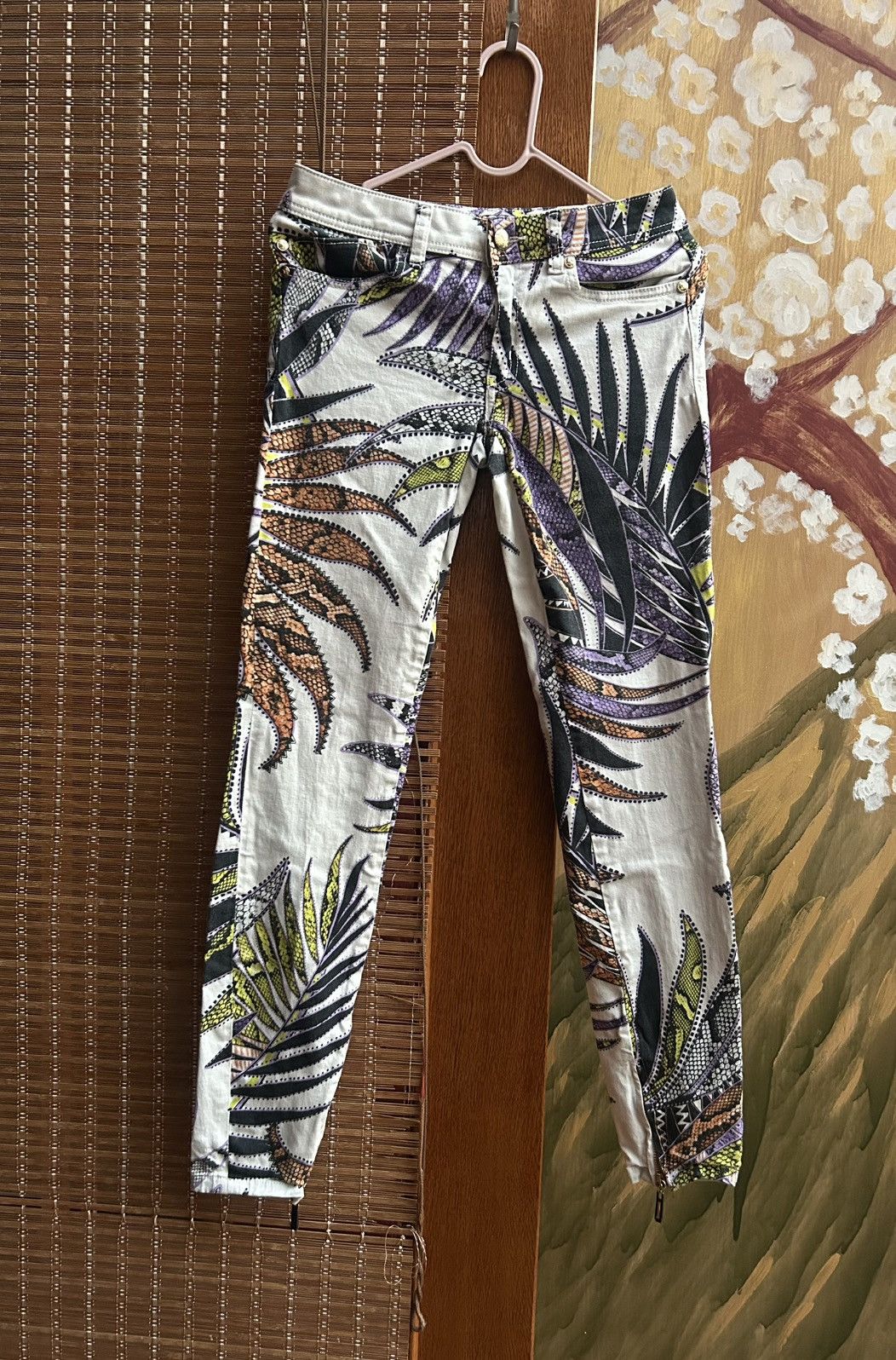 Just Cavalli Vintage Just Cavalli Floral Print Skinny Jeans Ankle Zip Size 26" / US 2 / IT 38 - 1 Thumbnail