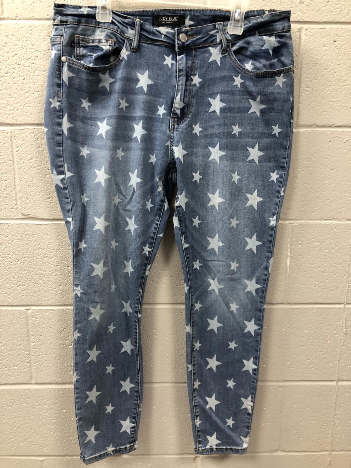 Designer Star-Print Skinny Jeans by Judy Blue Size 38" / US 16 / IT 52 - 1 Thumbnail