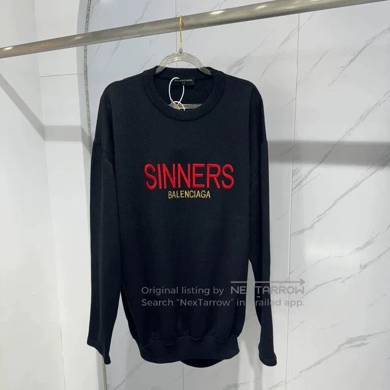 Balenciaga Balenciaga Black Embroidered Sinners Sweater. Size US M / EU 48-50 / 2 - 1 Thumbnail