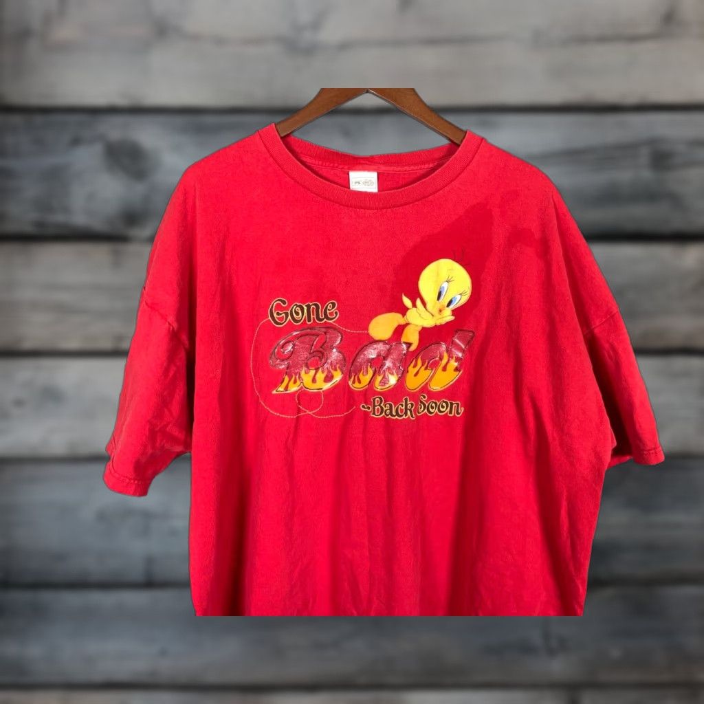 Vintage VINTAGE Looney Tunes Tweety Bird Cartoon T-Shirt Adult 3XL Red Double-Sided * Size US XXL / EU 58 / 5 - 1 Thumbnail