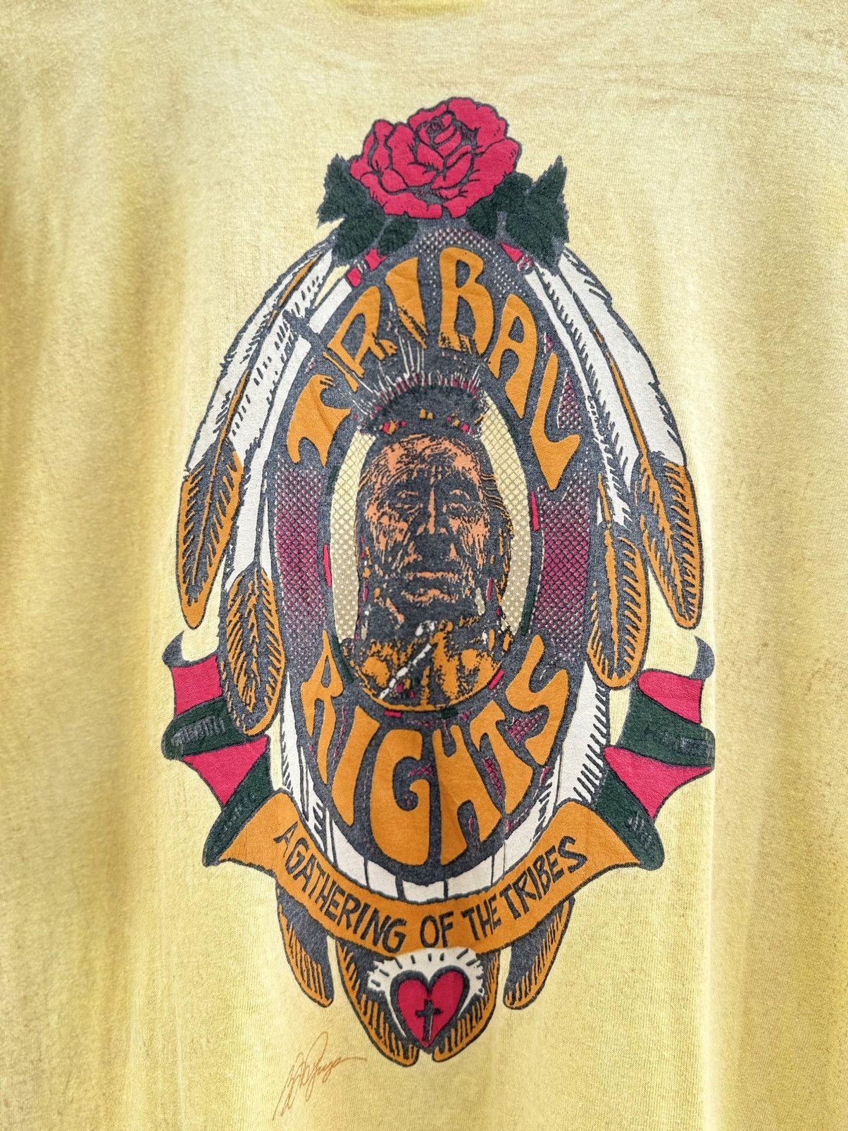 Arts & Science Vintage 90s Tribal Right American Leader Artwork Graphic Tee Size US XL / EU 56 / 4 - 7 Thumbnail