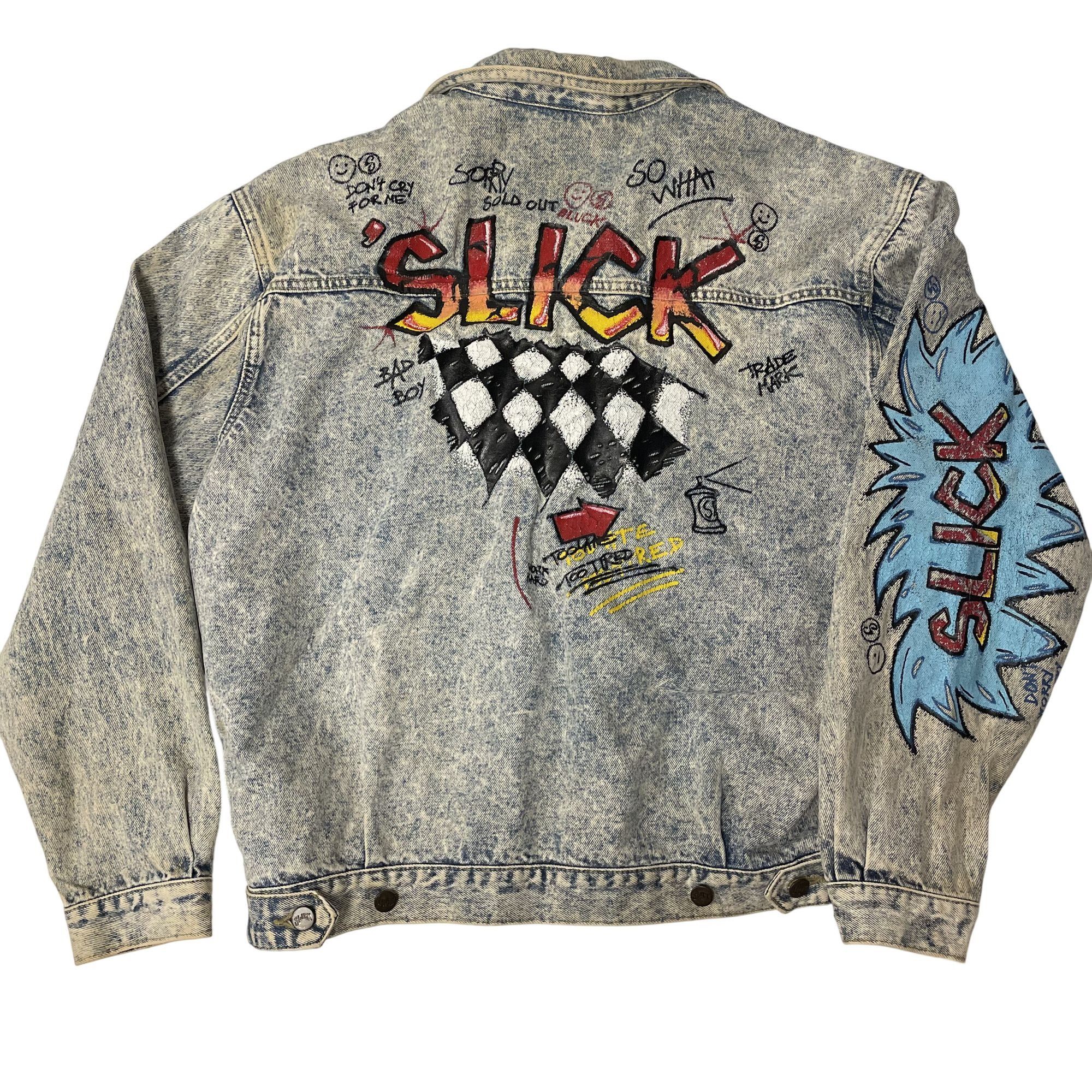 Slick Vtg Slick Bad Boy ACID WASH Blue Jean PUNK ROCKER Jacket Size US XL / EU 56 / 4 - 5 Thumbnail