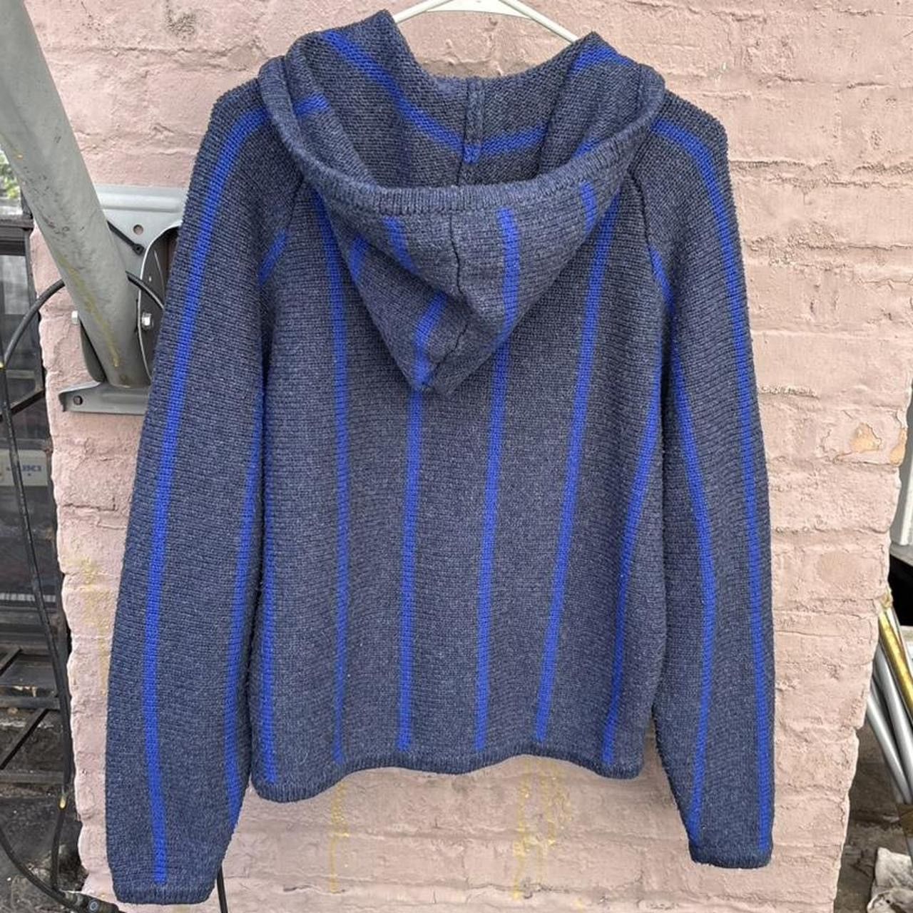 Adsum Adsum Blue Striped Wool Raglan Zip Up Sweater Hooded Jacket Size US S / EU 44-46 / 1 - 2 Thumbnail