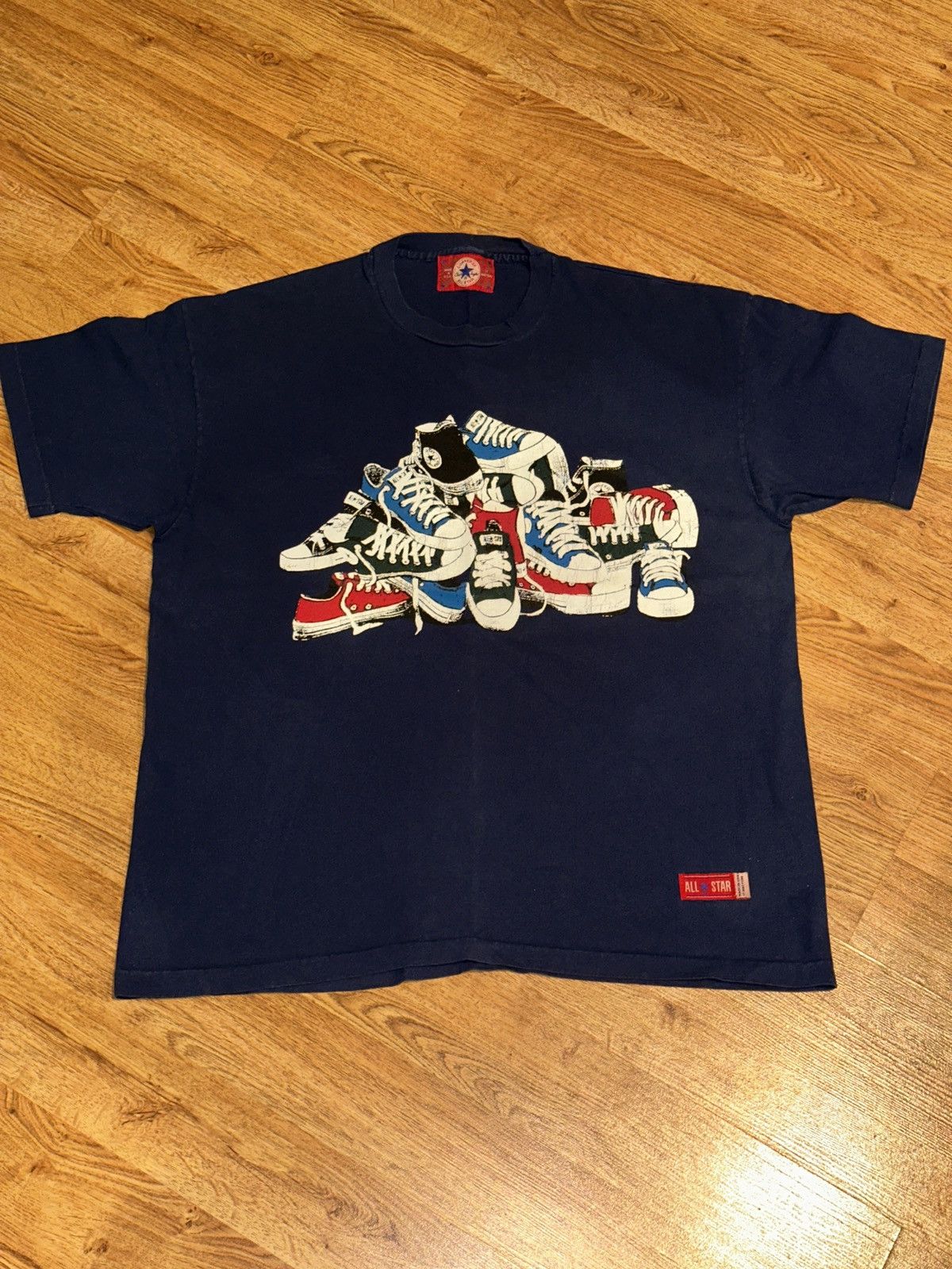 Converse × Vintage Vtg 90s CONVERSE All Star Chuck Taylor Shoes Graphic Tee XL Size US XL / EU 56 / 4 - 1 Thumbnail