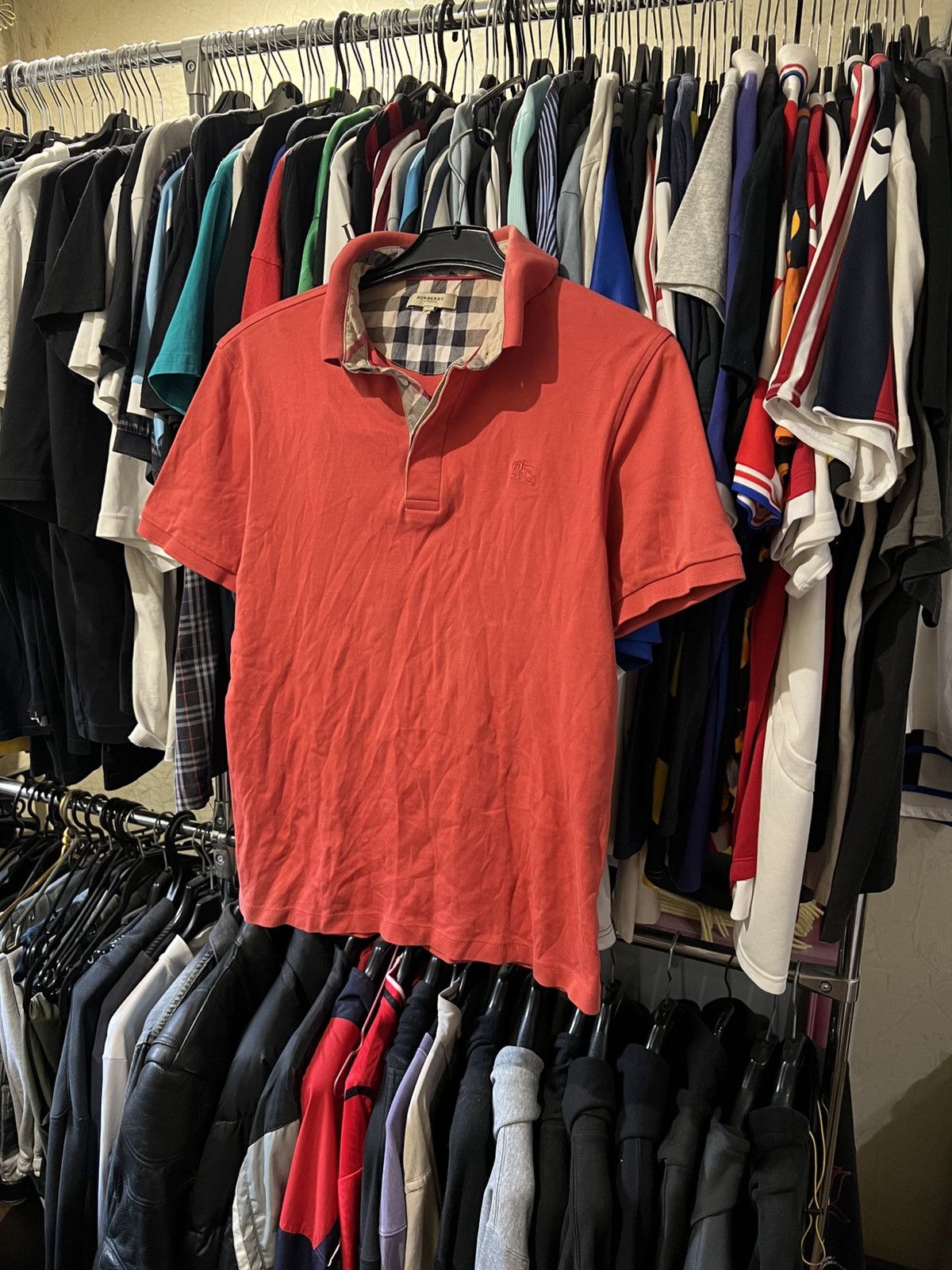 Burberry VINTAGE BURBERRY LONDON NOVA CHECK POLO T SHIRT ORANGE SZ L Size US L / EU 52-54 / 3 - 1 Thumbnail