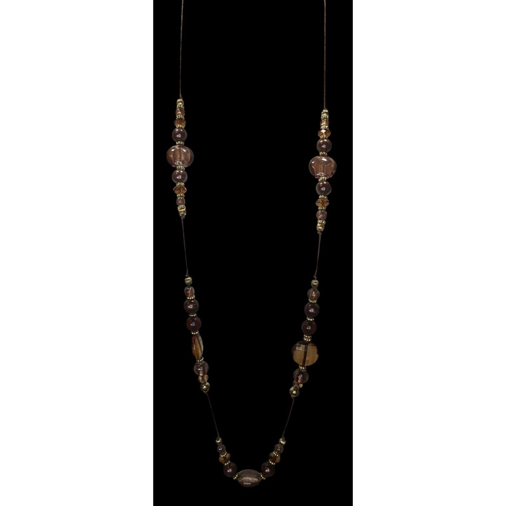 Other Vintage Bohemian Beaded Glass Station Necklace W/ Brown & Go Size ONE SIZE - 5 Thumbnail
