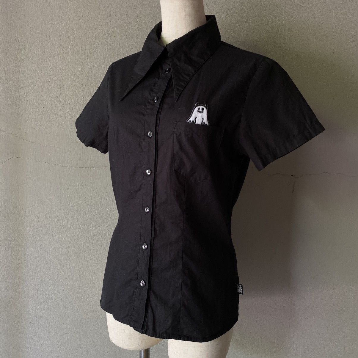 Japanese Brand 😊PEACE NOW Black Ghost Pocket Shirt Size M / US 6-8 / IT 42-44 - 3 Thumbnail