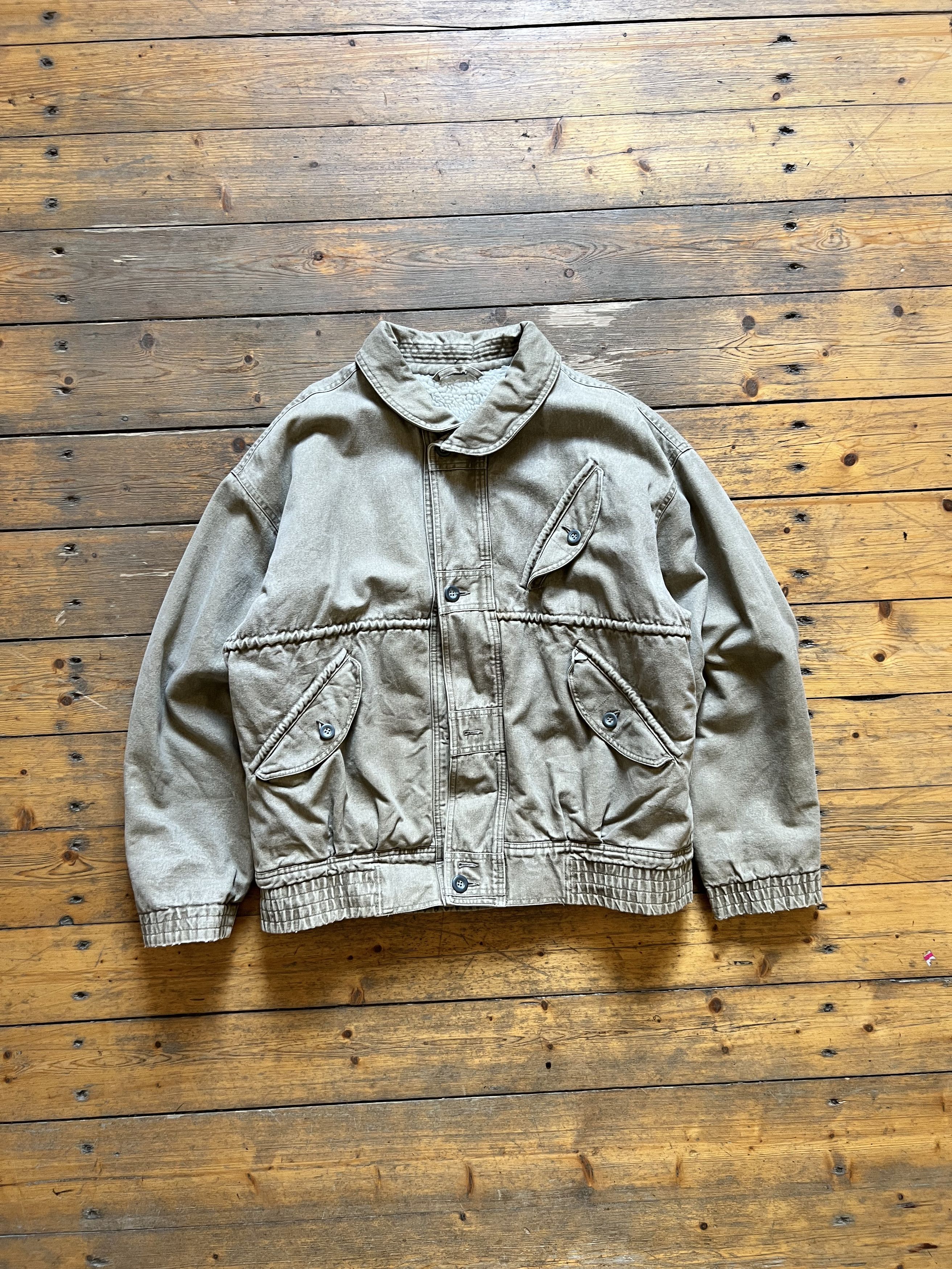 Other Vintage Heavy Denim Fly Metal Faded Fur France Bomber 1970s Size US XL / EU 56 / 4 - 2 Thumbnail