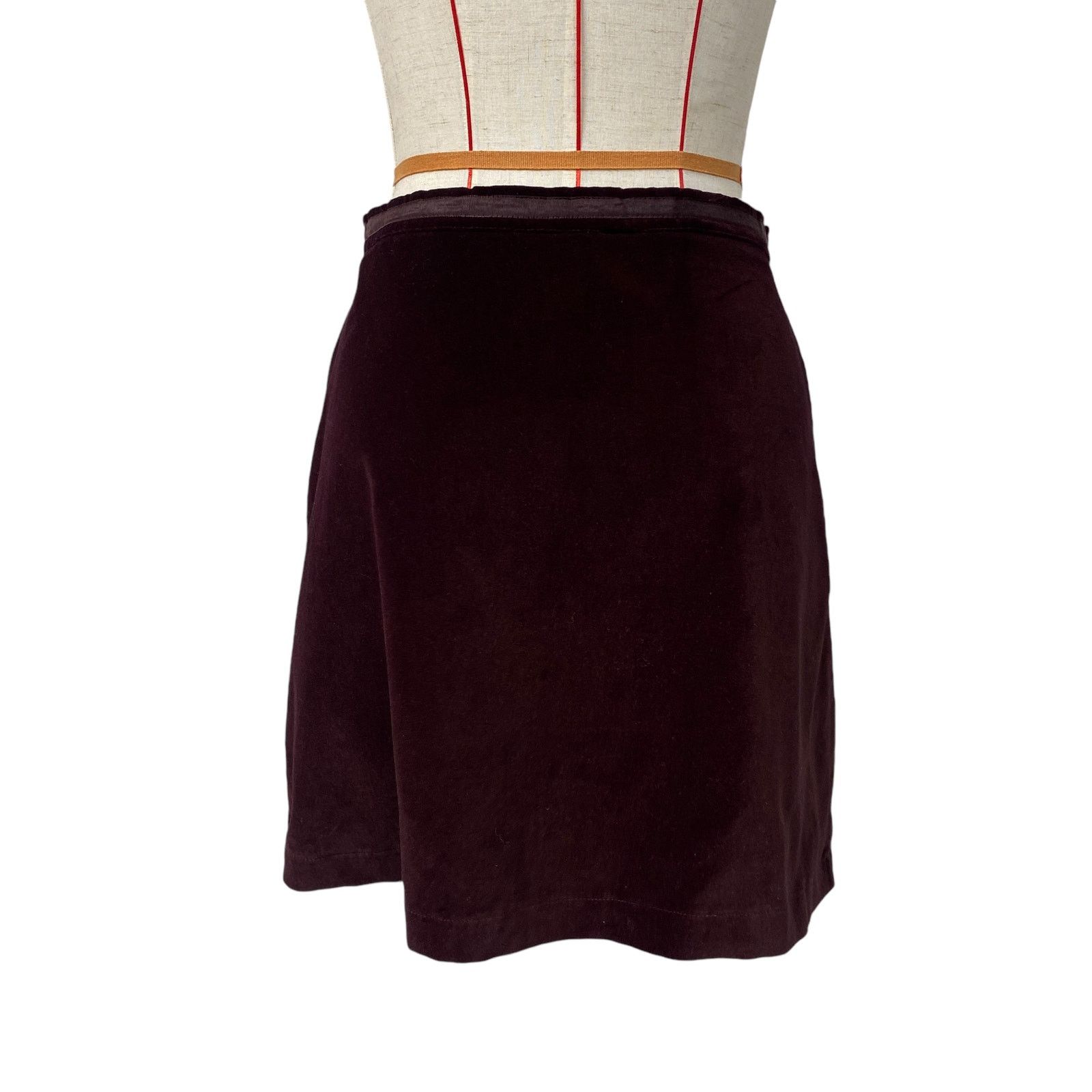 Vintage Vintage Bonnie Evans Burgundy Velvet Wrap Skirt Size 29" - 5 Thumbnail
