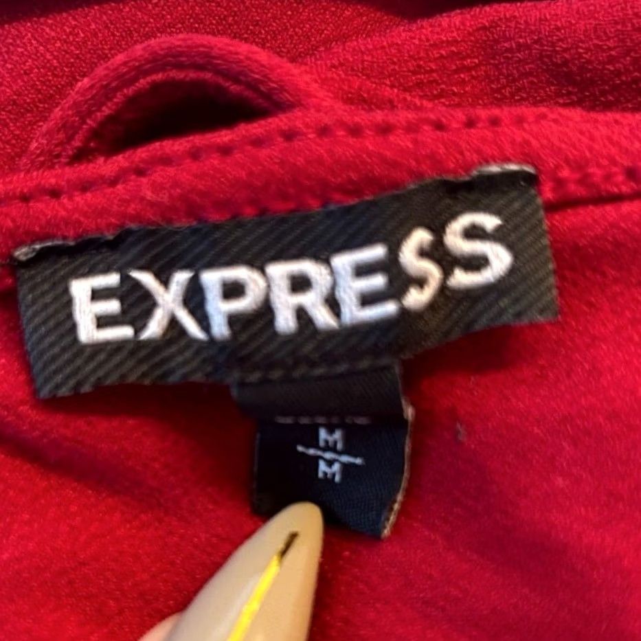 Express Express Blouse Red V-Neck Long Sleeve Cold Shoulder Medium Women Size M / US 6-8 / IT 42-44 - 6 Thumbnail