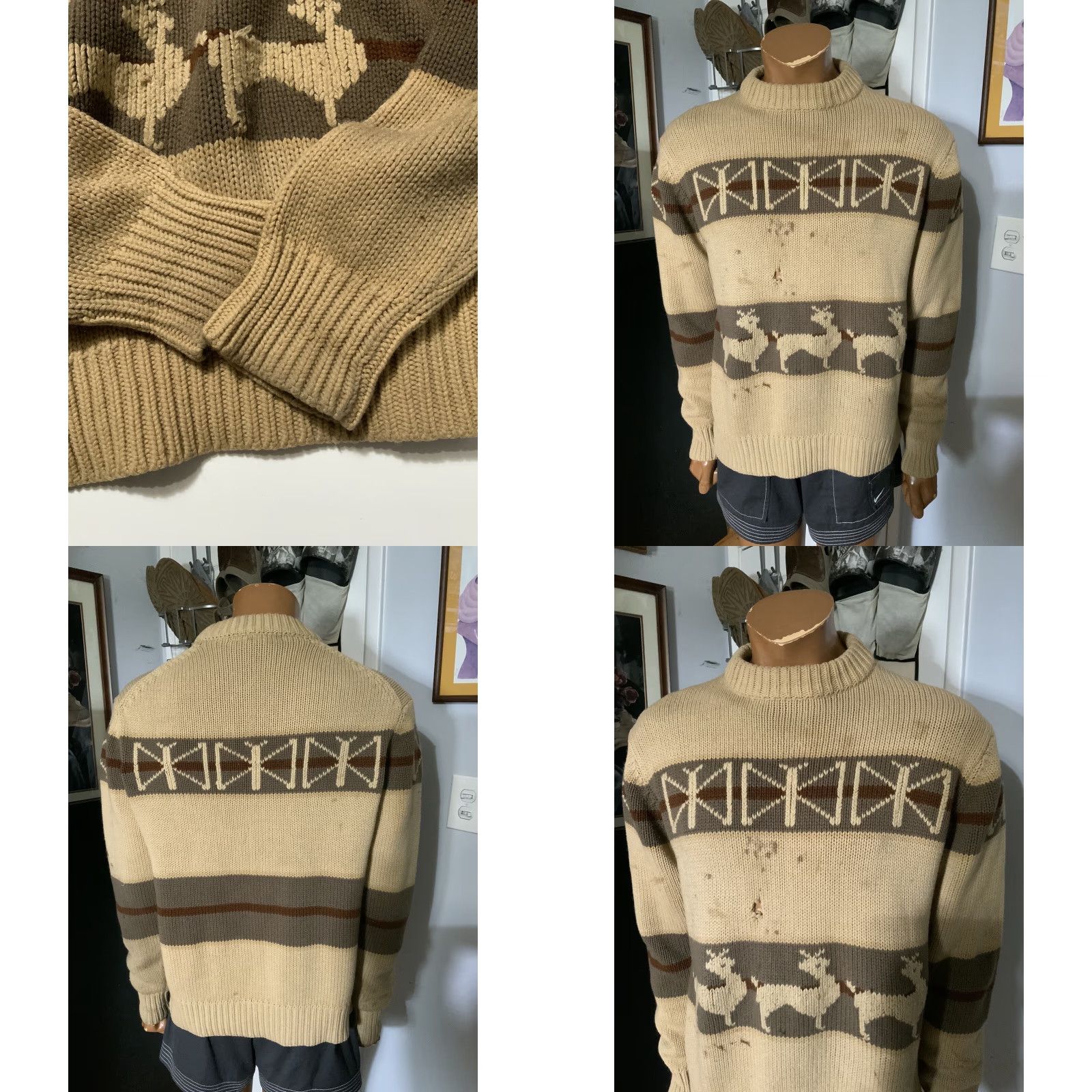 Thrasher VINTAGE 70s 80s Landmark Snowflake Reindeer Thrashed Crewneck Sweater XL Size US XL / EU 56 / 4 - 8 Thumbnail