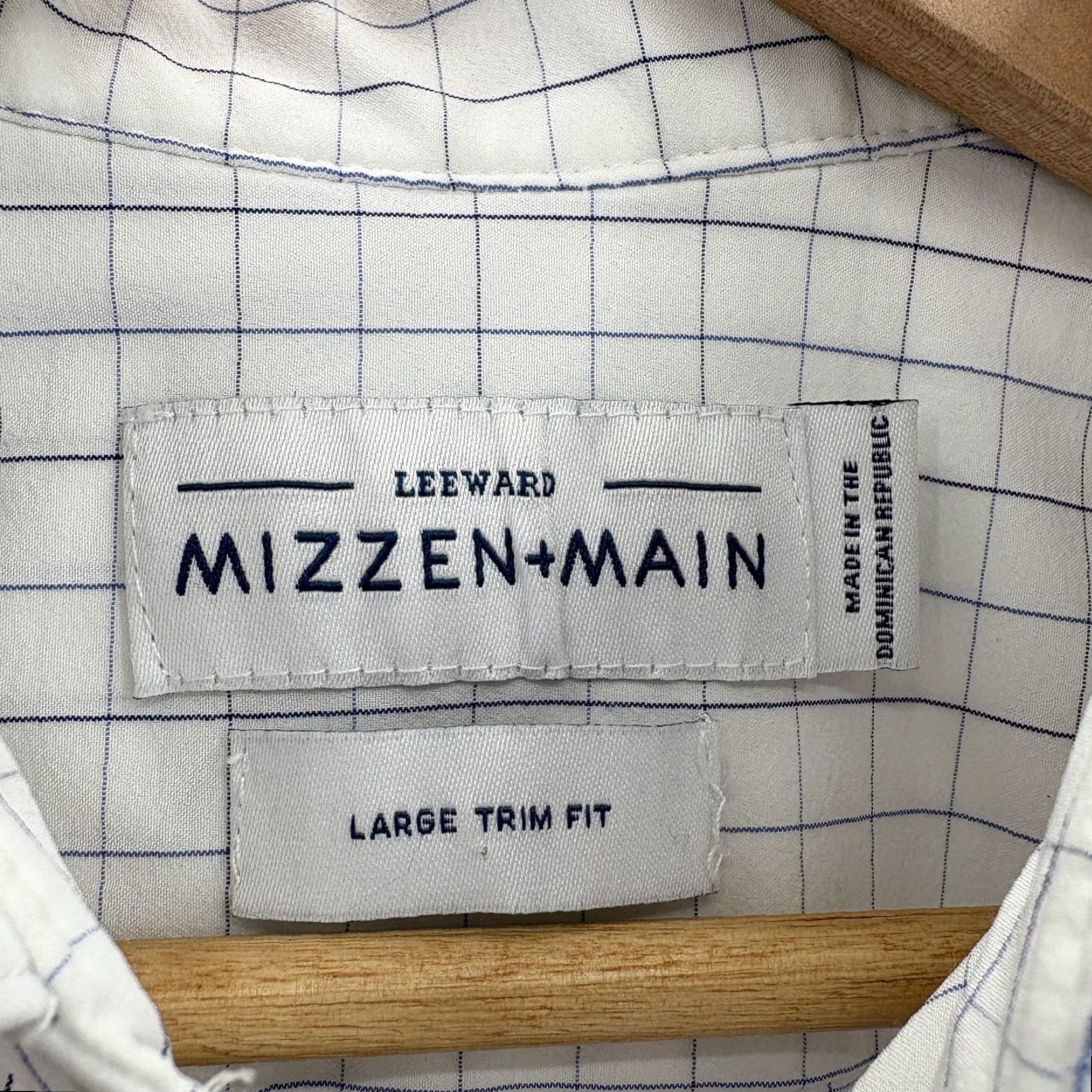 Mizzen+Main Mizzen+Main Leeward Shirt Mens Large White Check Trim Fit Non Iron Stretch Work Shirt Size US L / EU 52-54 / 3 - 3 Thumbnail