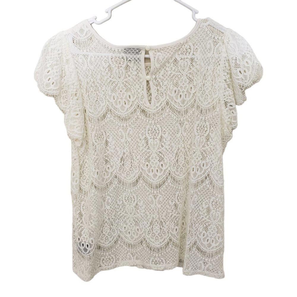 Worthington CT1455 Ladies Worthington Cream Lace Blouse M Size M / US 6-8 / IT 42-44 - 2 Thumbnail