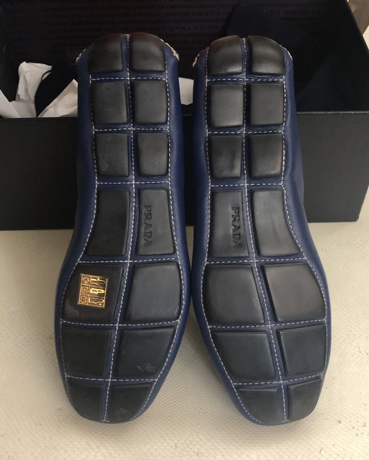 Prada Prada 🇮🇹 bluette saffiano leather Prada vamp slip on 7 NEW Size US 7 / EU 40 - 6 Thumbnail