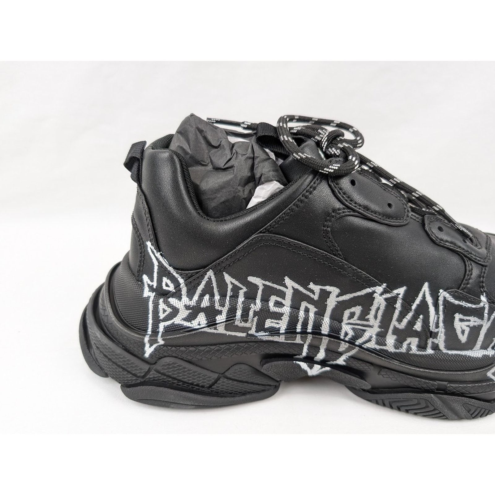 Balenciaga o1rshd1 Q:2 / Leather Triple S Sneakers in Black/White Size US 9 / EU 42 - 4 Thumbnail