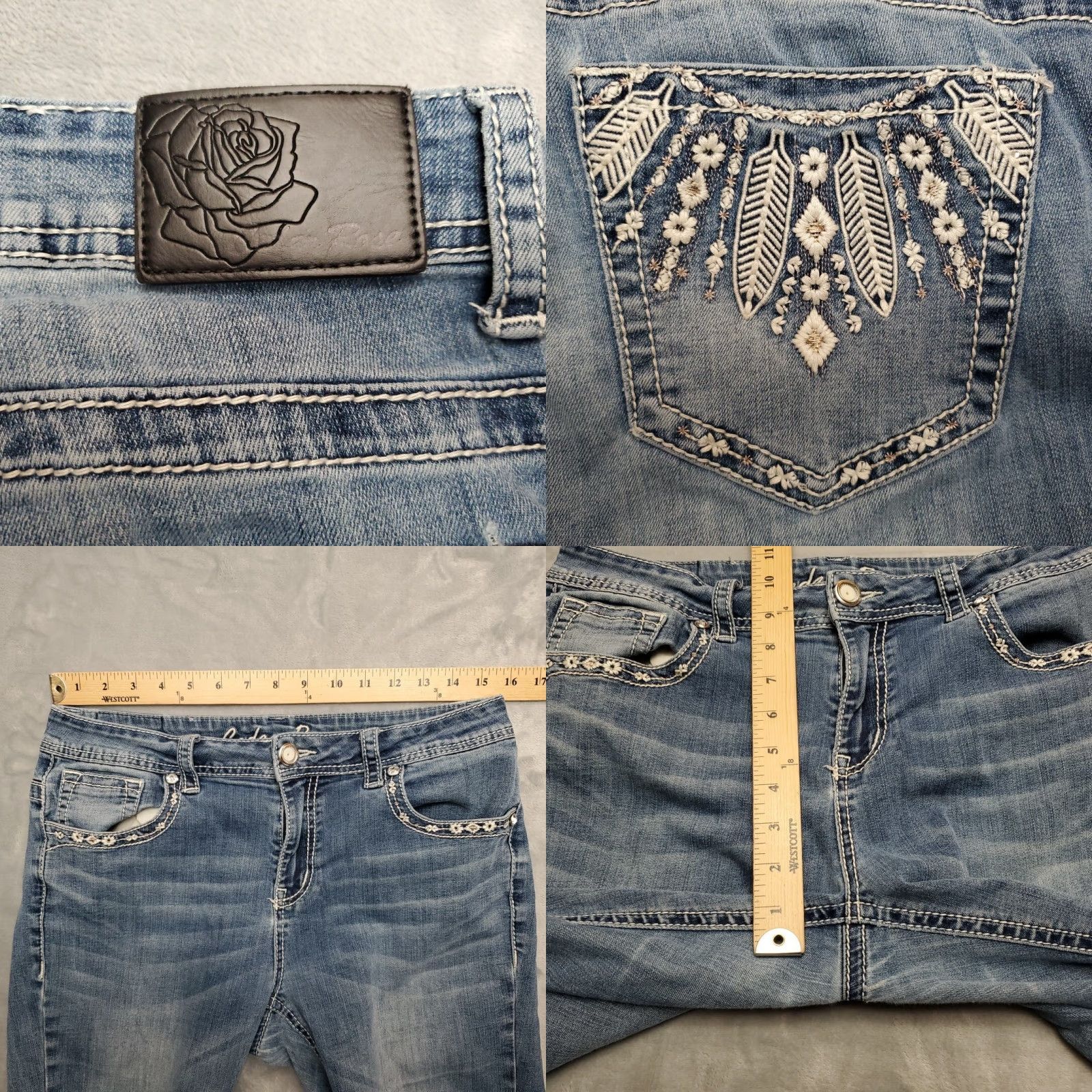 Vintage Cedar Rose Jeans Womens 30 Blue Denim Thick Whipstitch Feathers Western Cowboy Denim Blue Jeans Boots Cut Cowboy Theme Womens Size 30" / US 8 / IT 44 - 10 Thumbnail