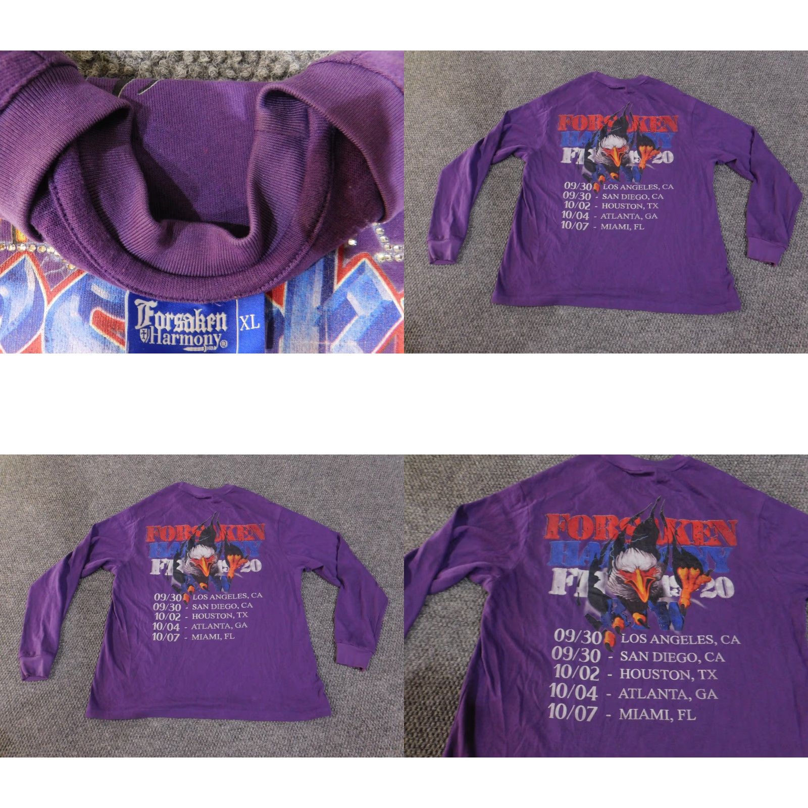 Harmony Forsaken Harmony Shirt Mens XL Purple World Tour 2020 Eagle Rhinestone Long Sleeve Shirt Size US XL / EU 56 / 4 - 9 Thumbnail